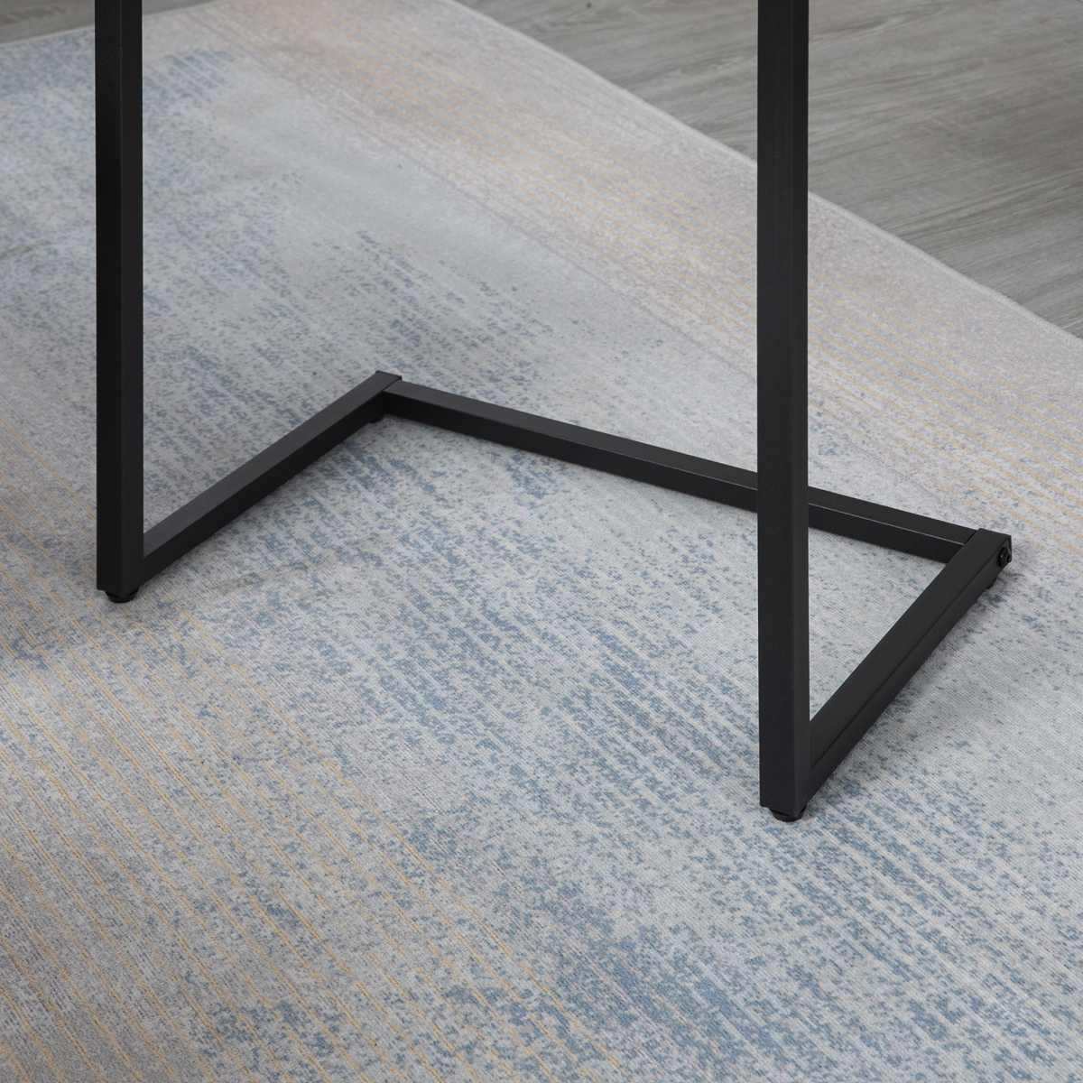 HOMCOM Set of 3 C-Shaped Nesting Tables, Steel Frame, Rustic Brown