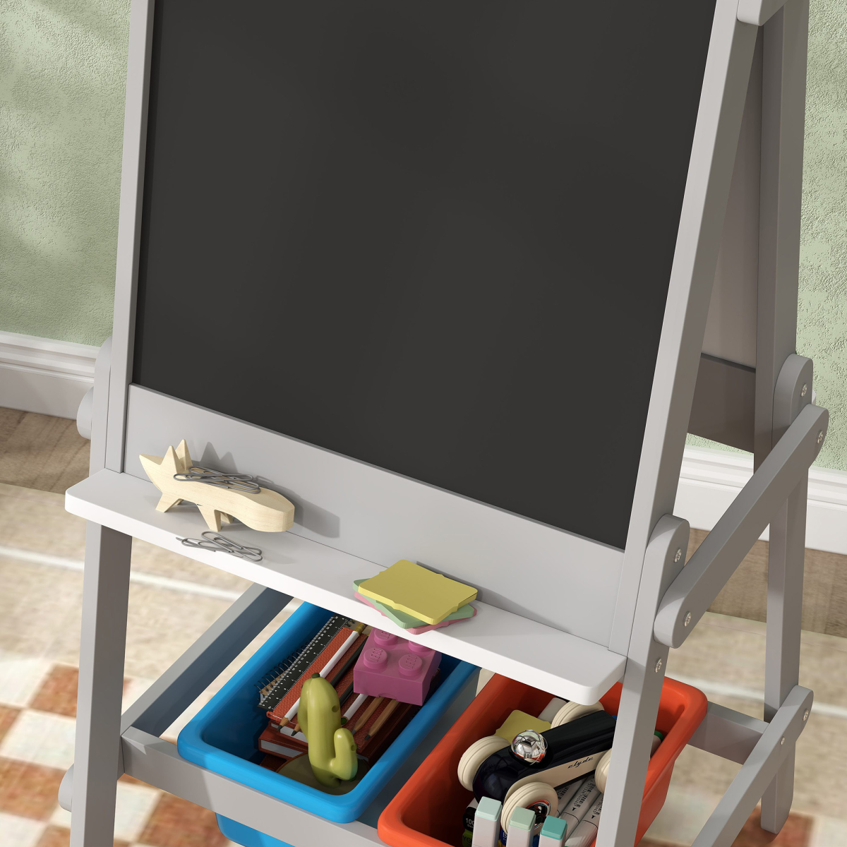 AIYAPLAY 3-in-1 Double-Sided Kids Art Easel with Paper Roll