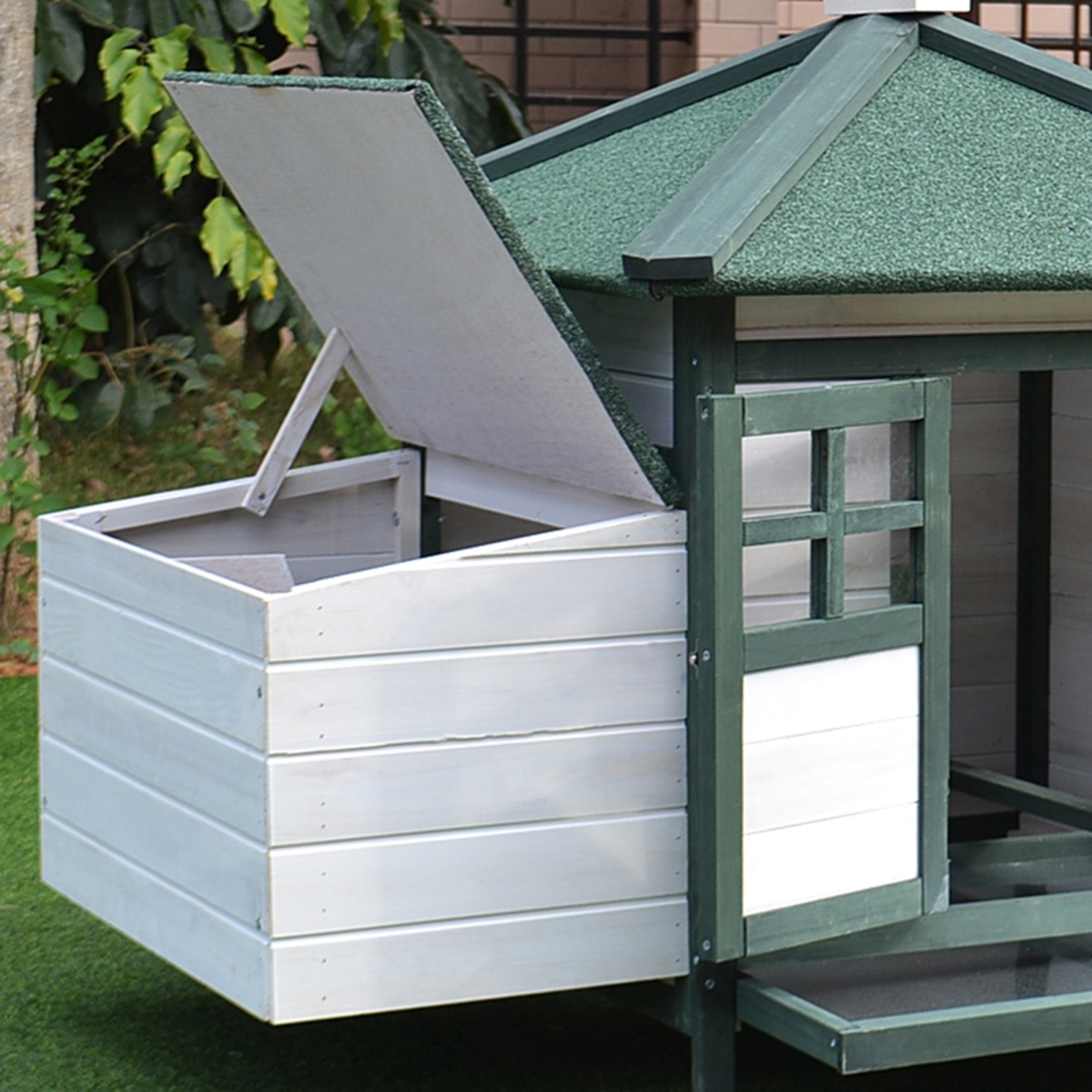 PawHut Wooden Chicken Coop with Nesting Box and Outdoor Run