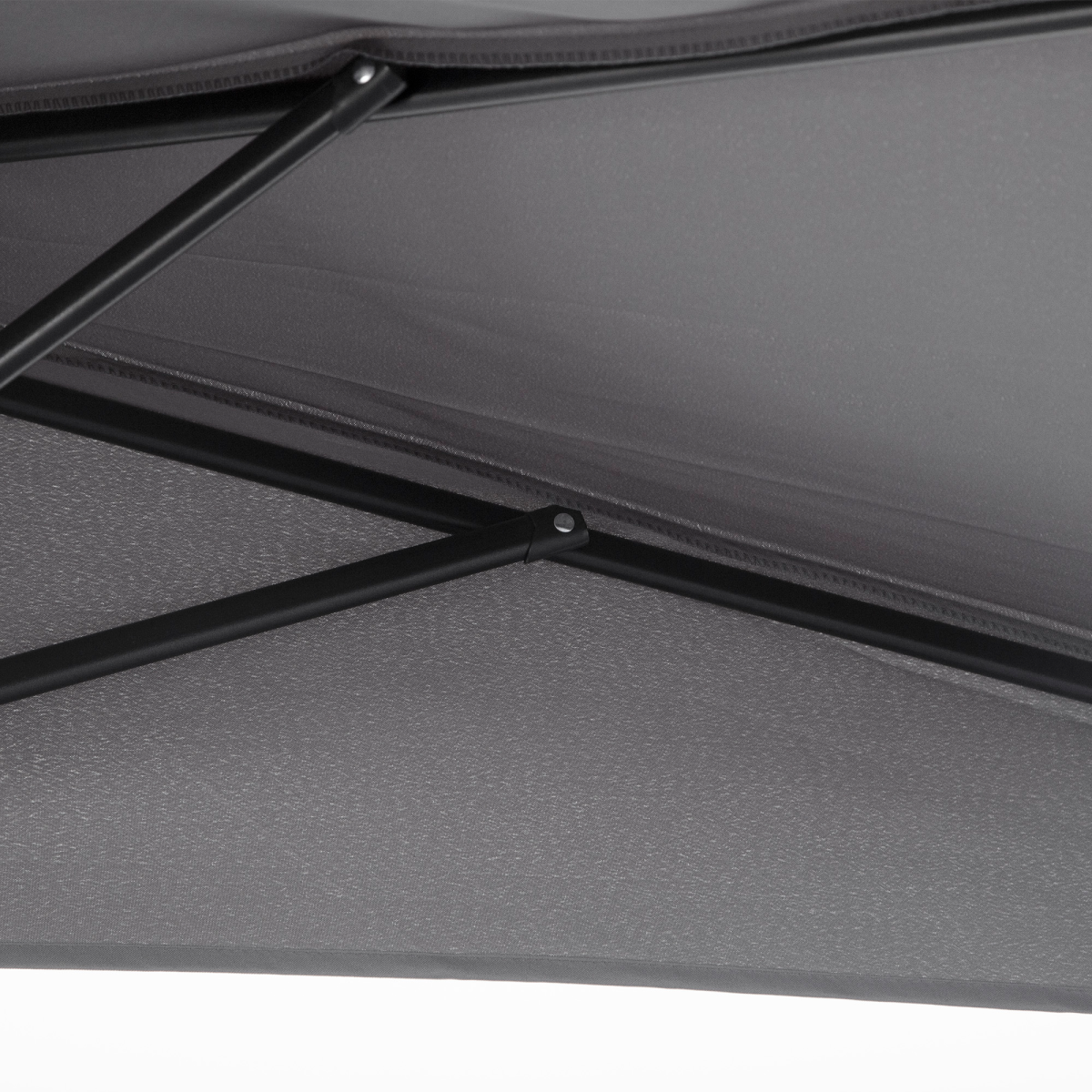 3m Half Round Wall Parasol, Grey Polyester and Aluminum Frame