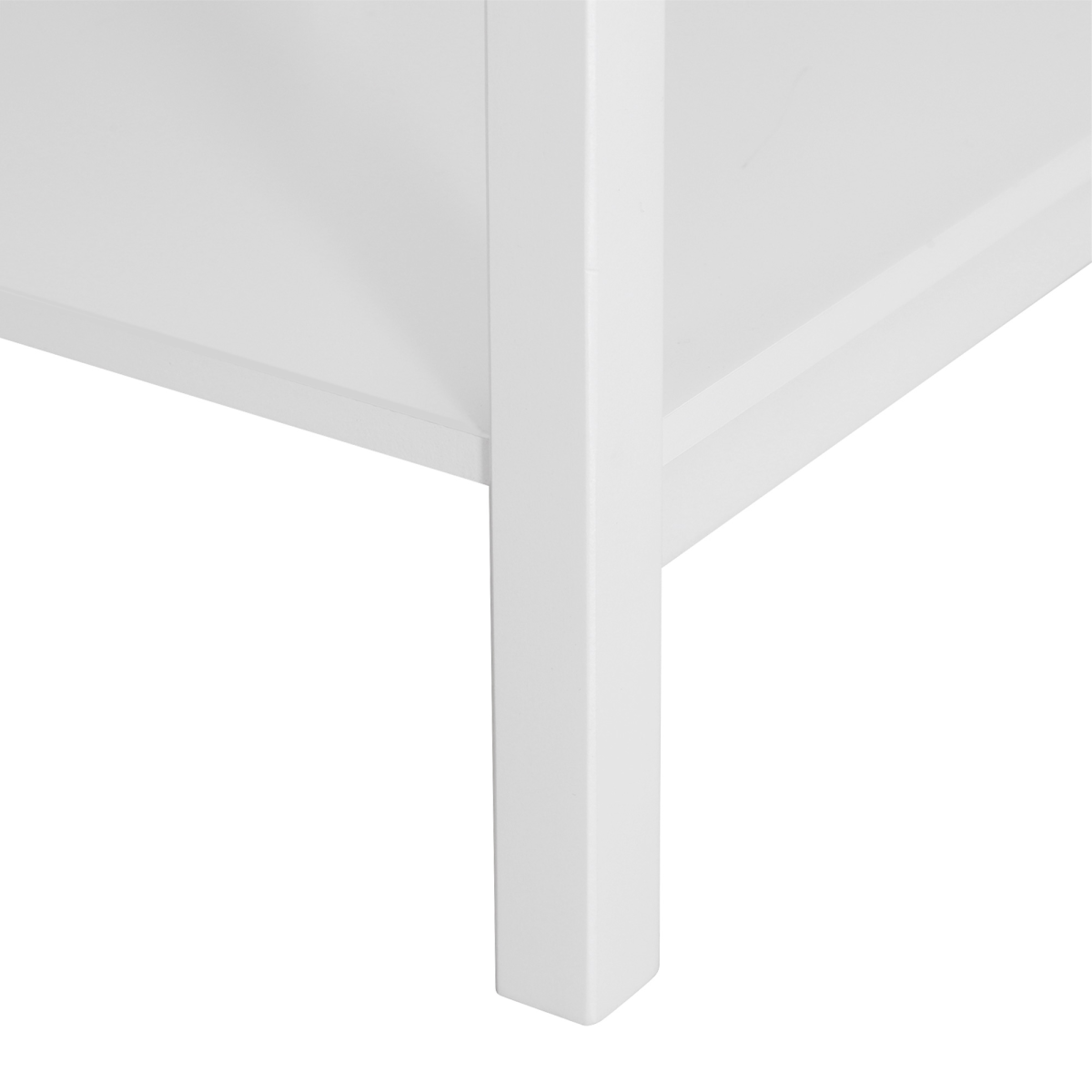 White Wooden Bedside Table with Drawer and Shelf Storage