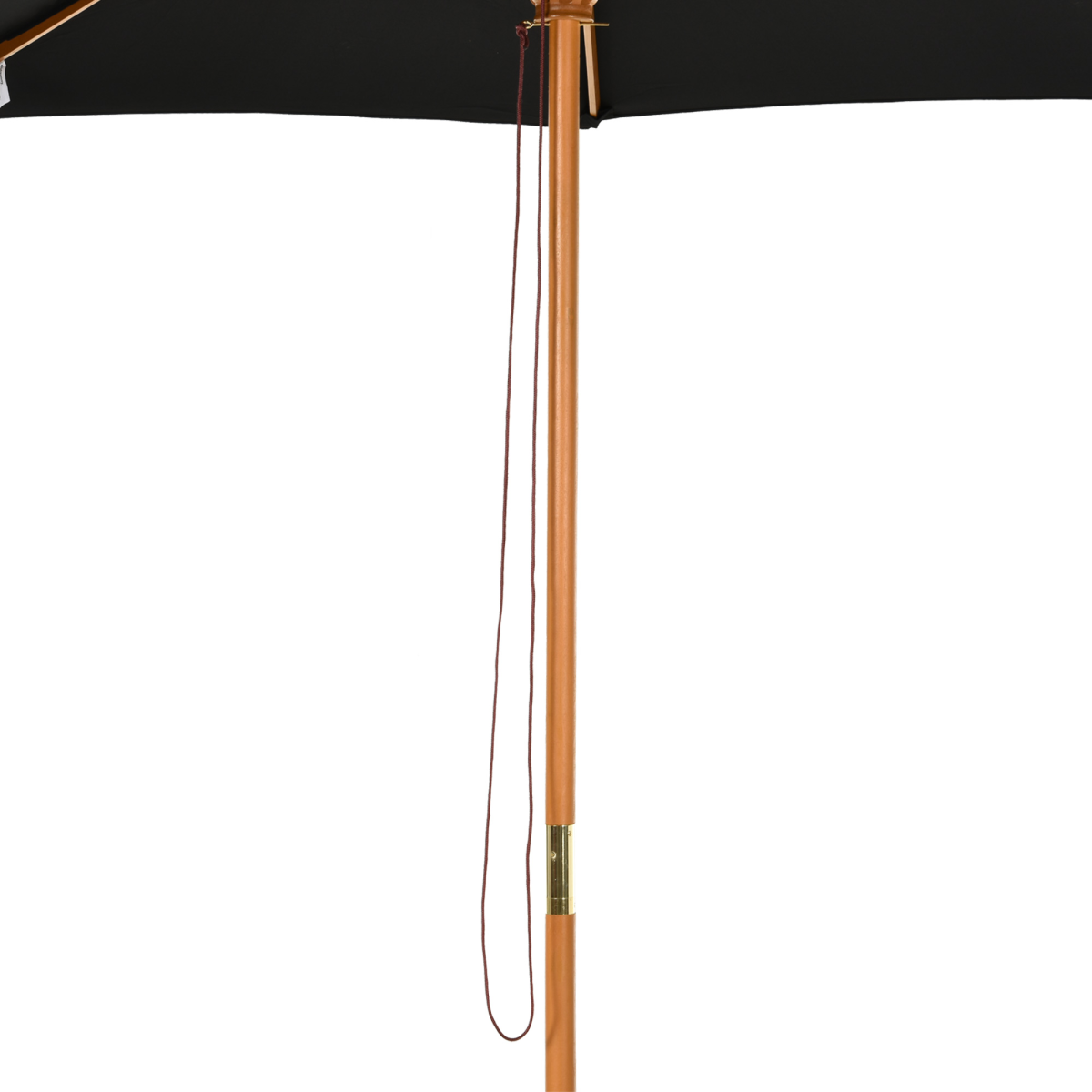 Outsunny Bamboo Wooden Market Patio Umbrella 3 x 2.5 m, Polyester Canopy, Adjustable Angle, Pulley Open and Close, Base Not Included