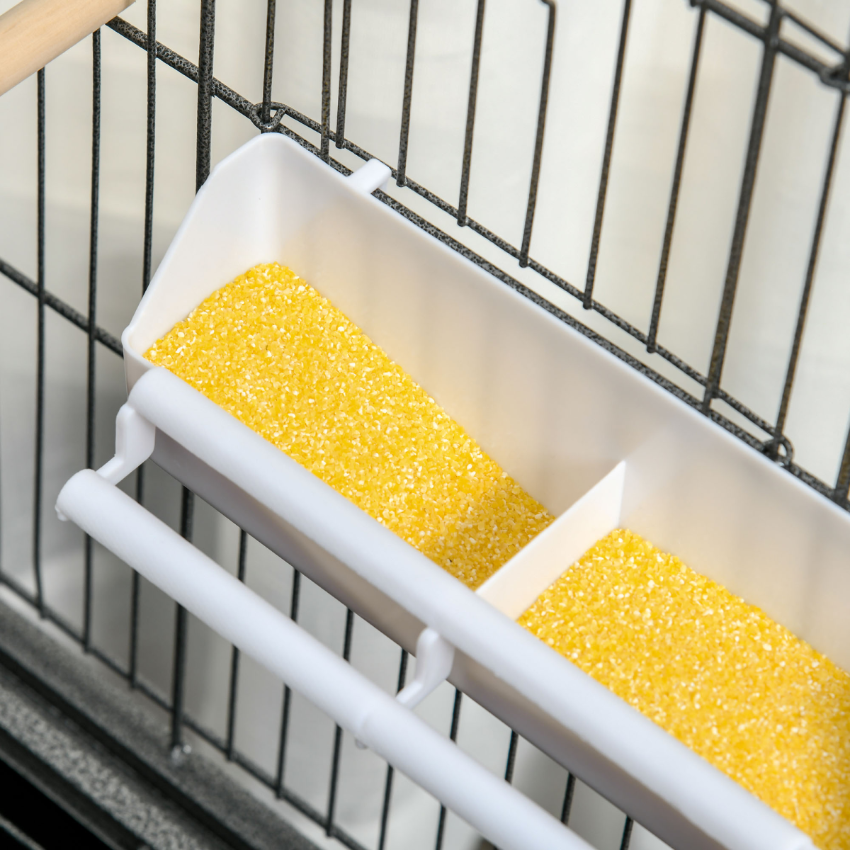 Bird Cage Aviary for Budgies & Canaries, Rolling Stand, Slide-Out Tray, Grey
