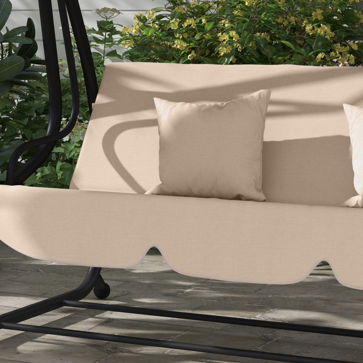 Outsunny 2-in-1 3-Seater Swing Chair with Adjustable Canopy, Light Brown