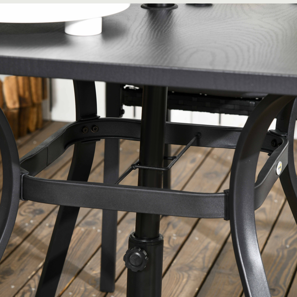 Outsunny 4-Seater Rattan Garden Dining Set with Umbrella Hole - Black