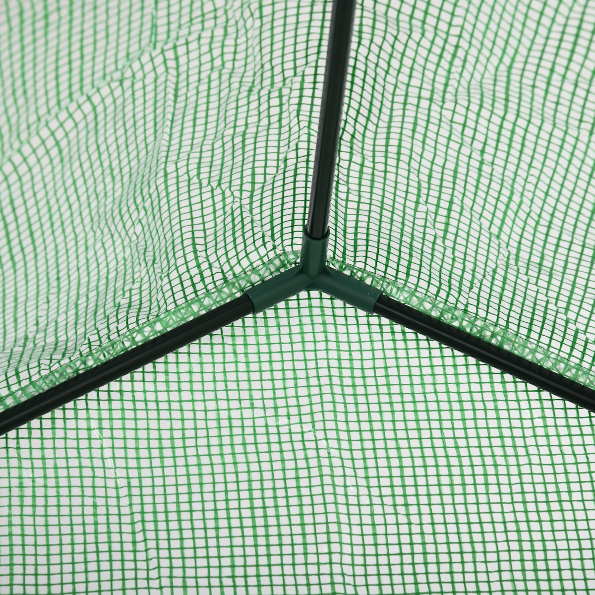 Outsunny Walk-In Greenhouse with 2-Tier Shelves, Roll-Up Zipper Door, PE Cover, 141 x 72 x 191 cm, Green