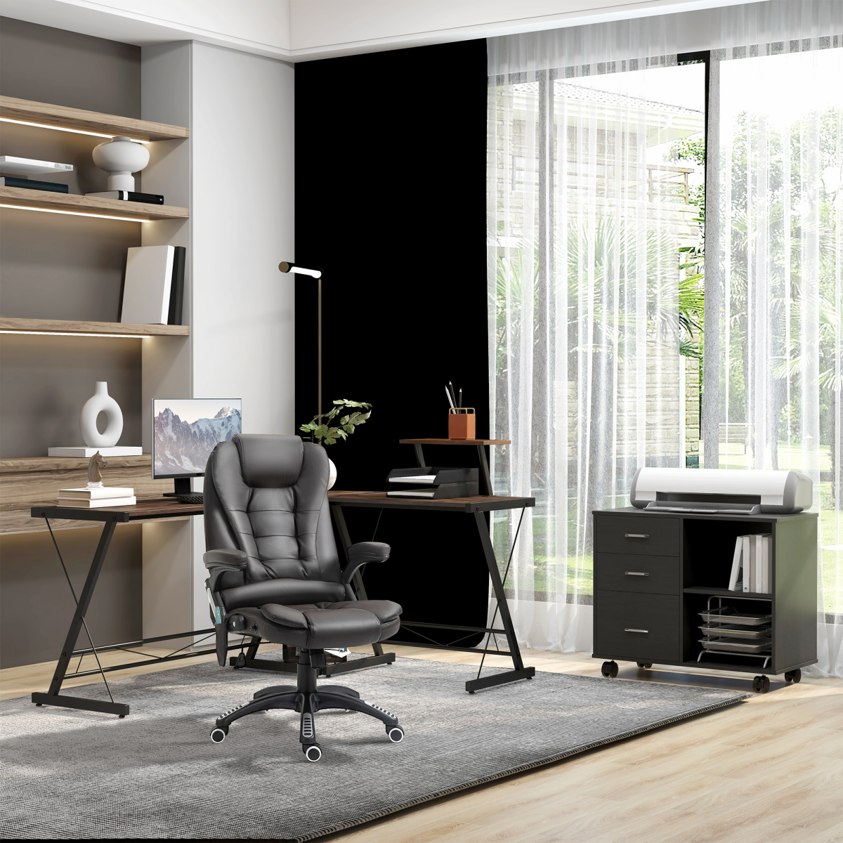 Executive Reclining Office Chair with Massage and Heat, Brown