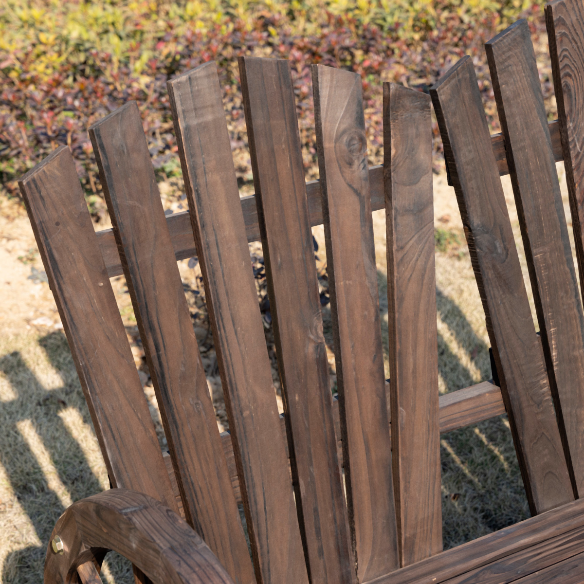 2 Seater Garden Bench with Wheel-Shaped Armrests, Carbonized Colour