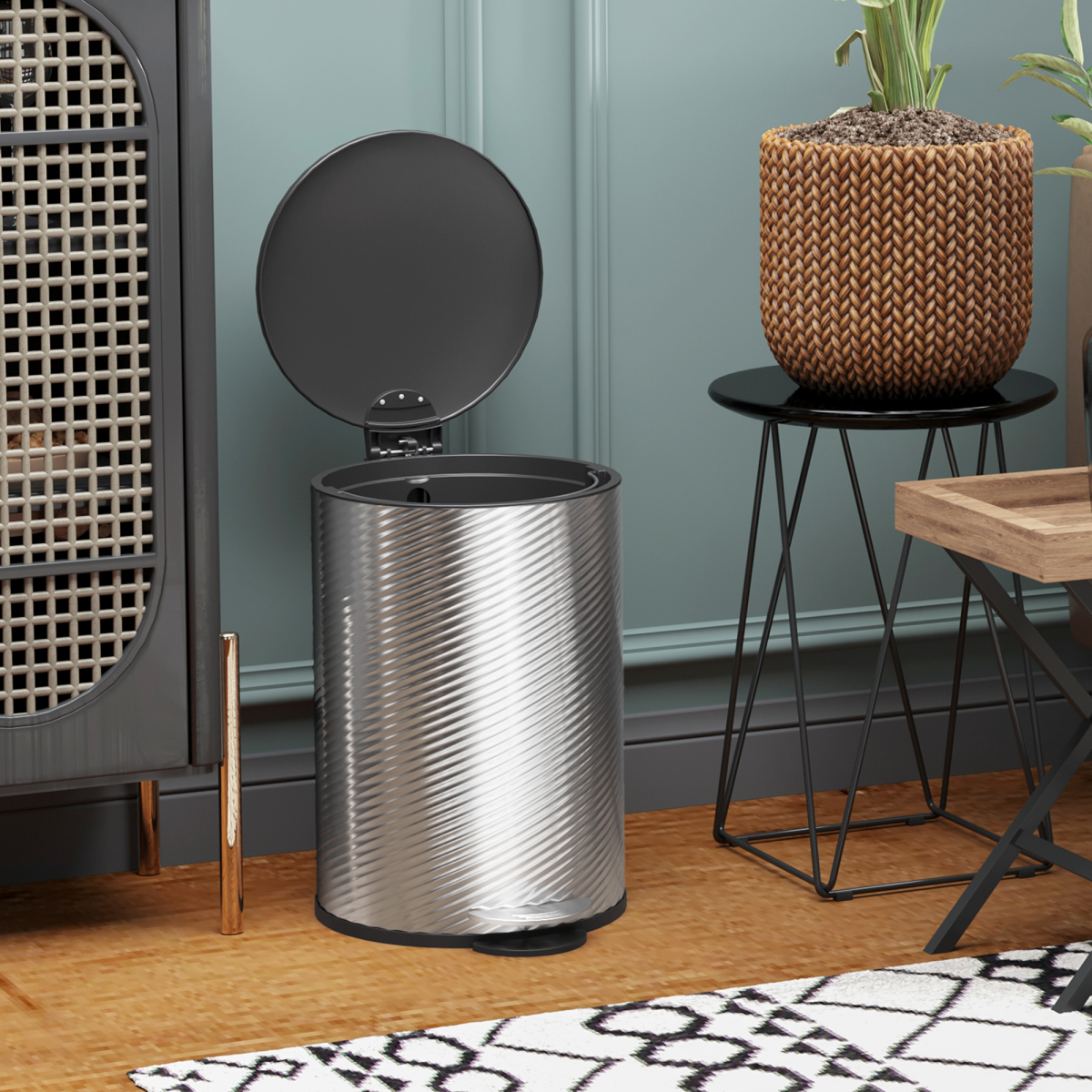 HOMCOM 20L Stainless Steel Kitchen Pedal Bin with Soft-Close Lid, Silver