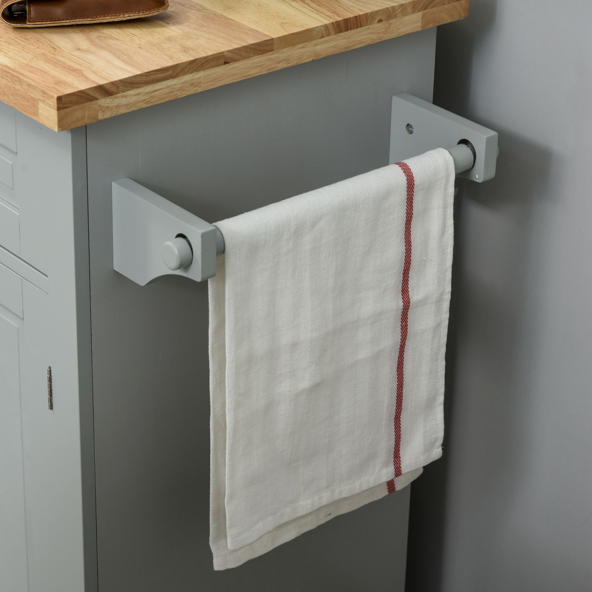 HOMCOM Rolling Kitchen Island Cart with Rubberwood Top and Storage