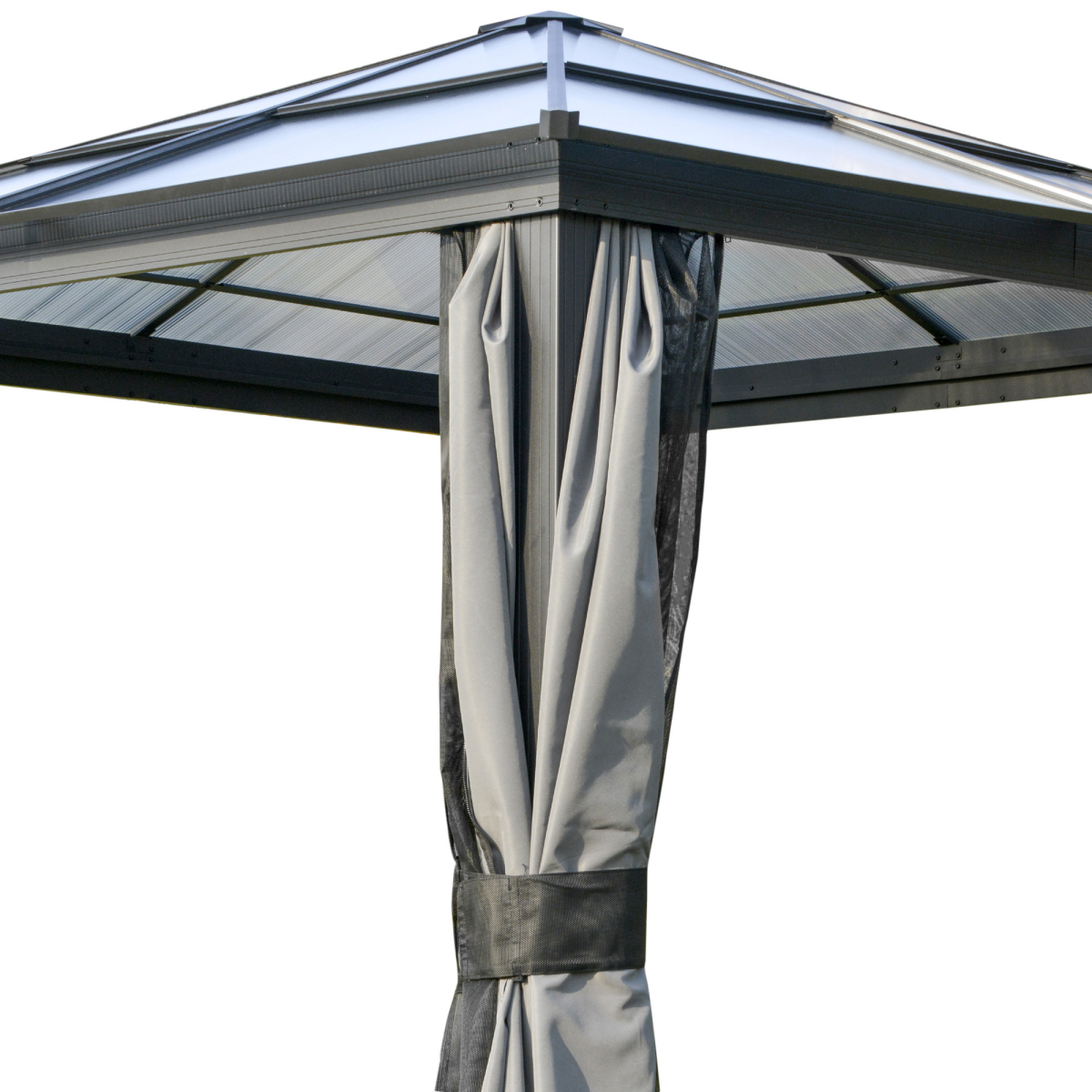 Outsunny 3 x 3m Powder Coated Aluminium Hardtop Gazebo with Curtains and Netting