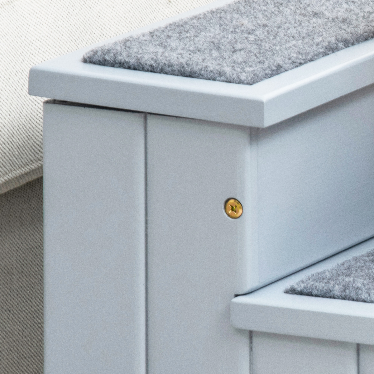 3-Step Wooden Dog Stairs with Hidden Storage, Grey