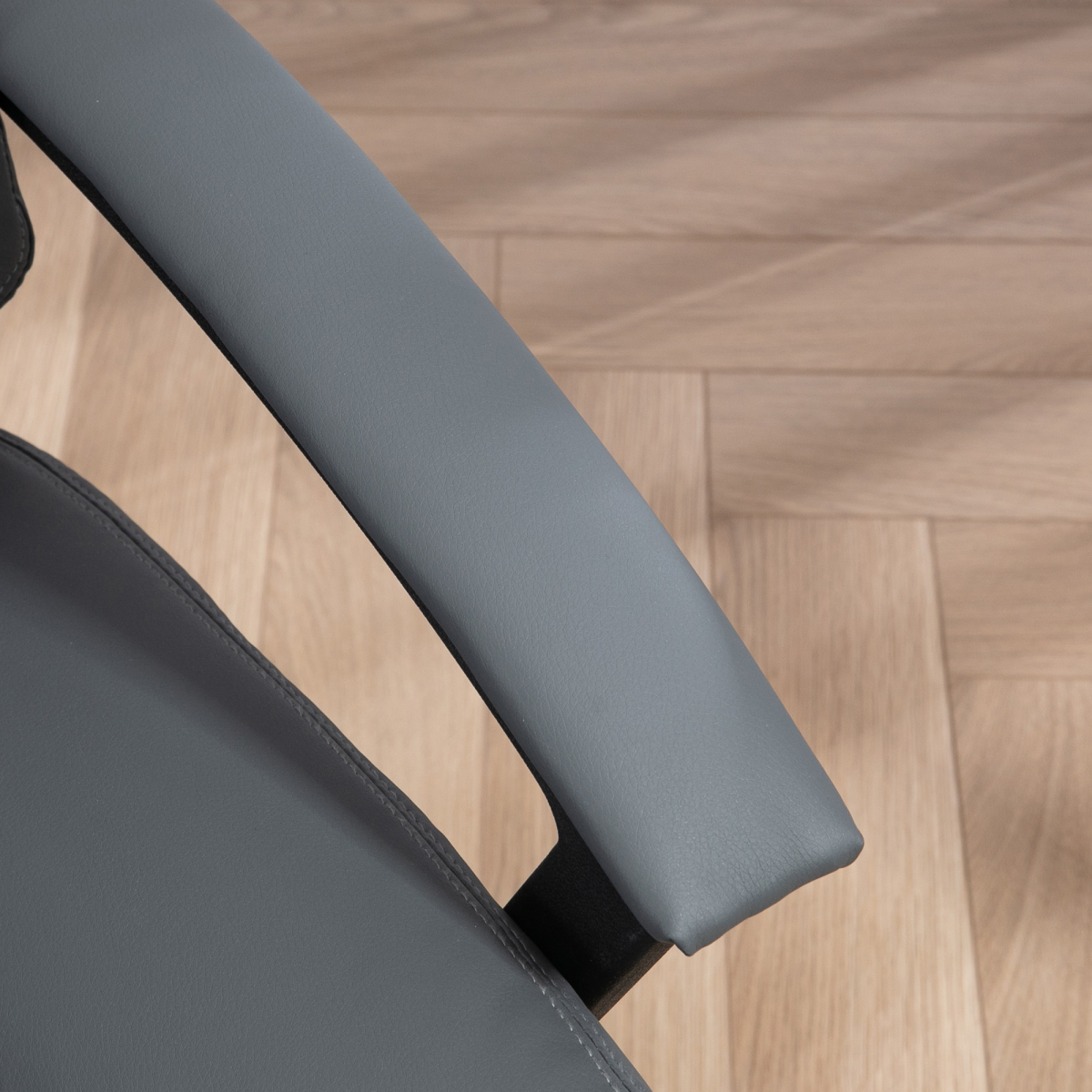 HOMCOM Ergonomic PU Leather Home Office Chair with Arms, Dark Grey