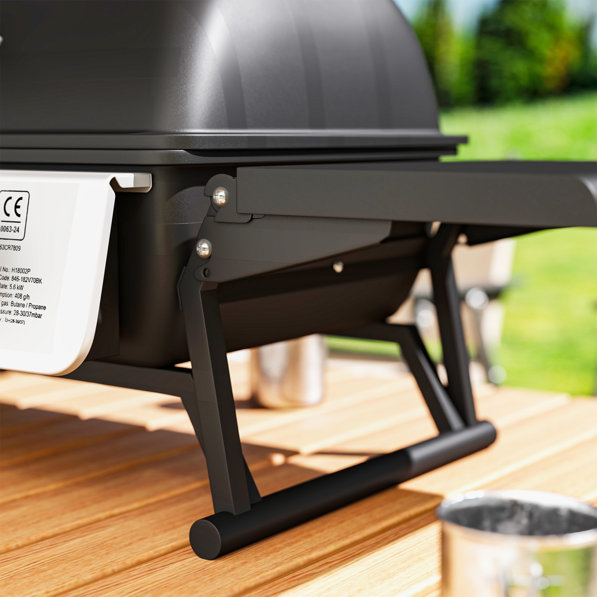 Outsunny Portable Tabletop Gas BBQ Grill with Thermometer, 2 Burners, Black