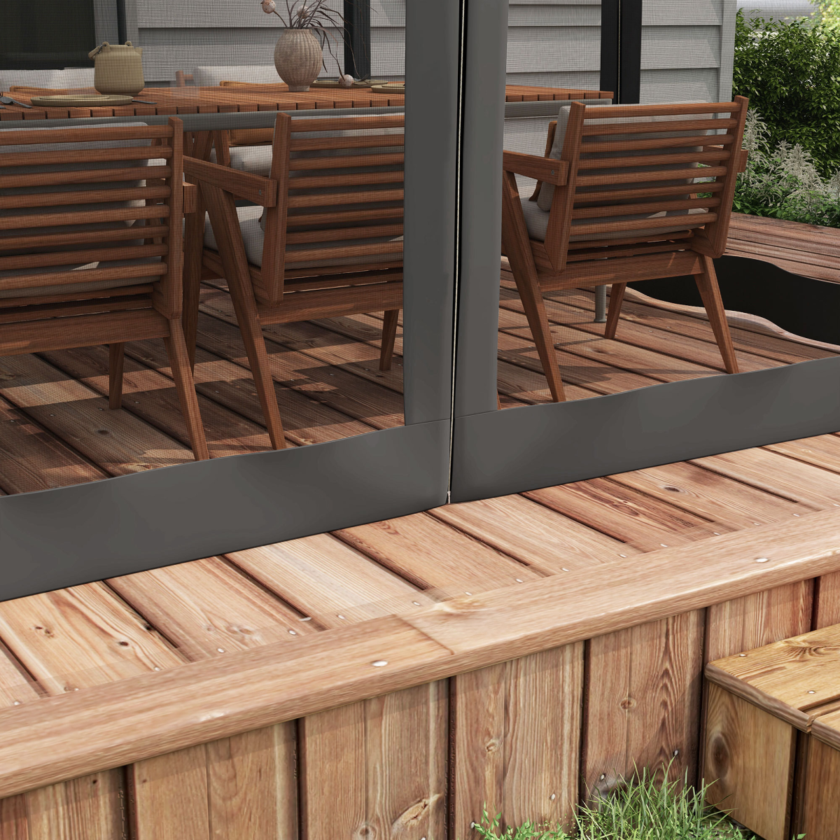 Outsunny 3 x 3 m Dark Grey Pergola with Retractable Roof and Netting