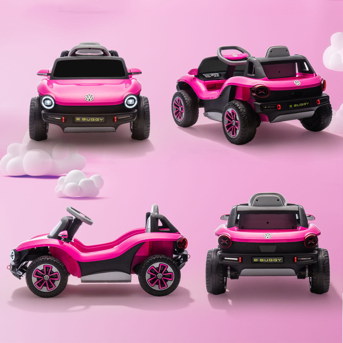AIYAPLAY Licensed Volkswagen Kids Electric Ride-On Car with Remote, Pink