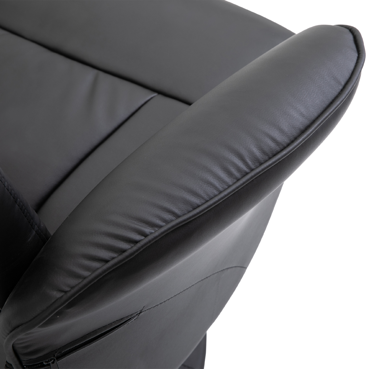 Reclining Armchair and Ottoman Set, 360 Swivel, Faux Leather, Black