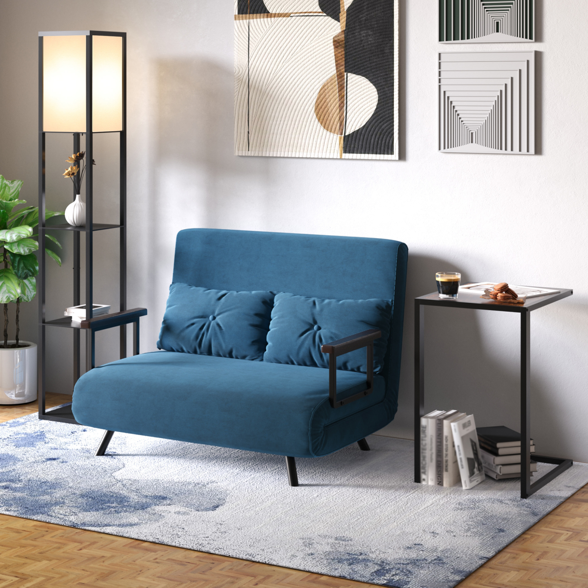 HOMCOM Shelf Floor Lamp, 4-Tier Open Shelves, 26L x 26W x 160Hcm