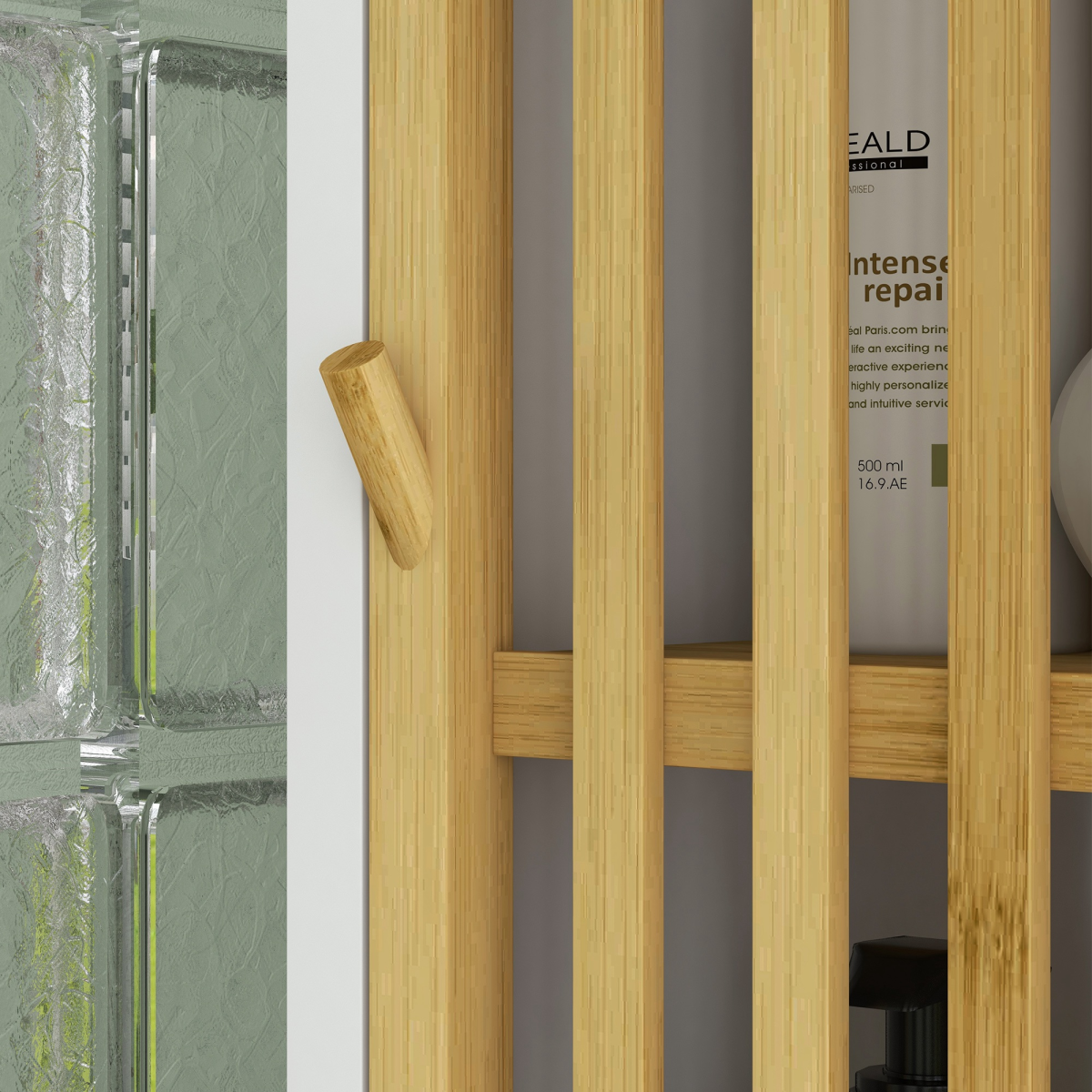 HOMCOM Bamboo Bathroom Floor Cabinet with Adjustable Shelf