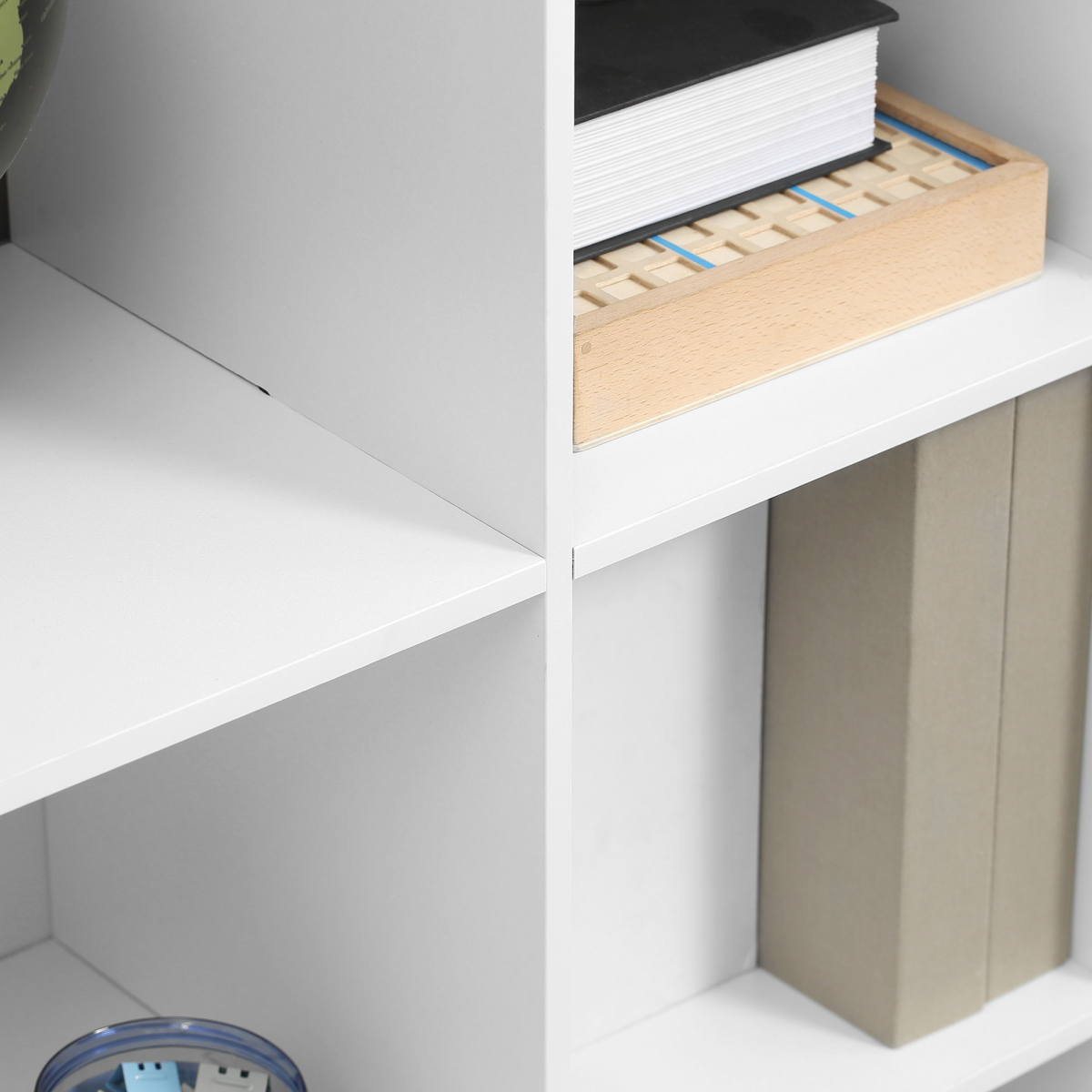 HOMCOM Storage Cabinet with 6 Cubes and 3-Tier Shelf, White, Particle Board Closet Organiser