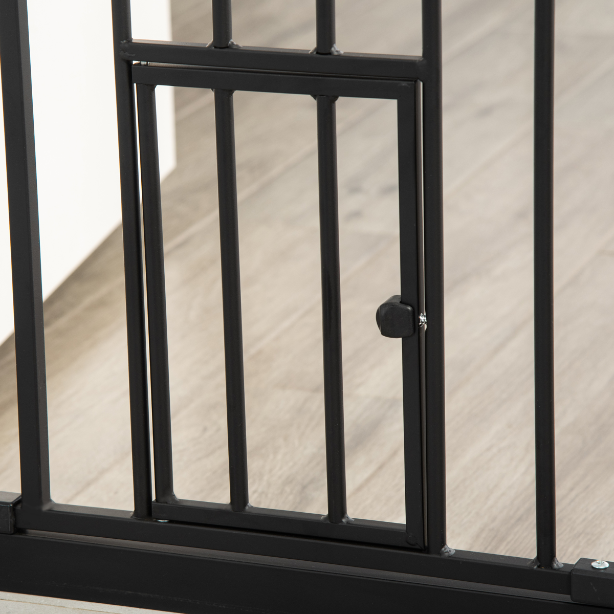 Extra Tall Automatic Closing Dog Gate with Cat Door, Steel Frame, 74-80 cm Wide, for Stairs, Doorways and Hallways, Pawhut