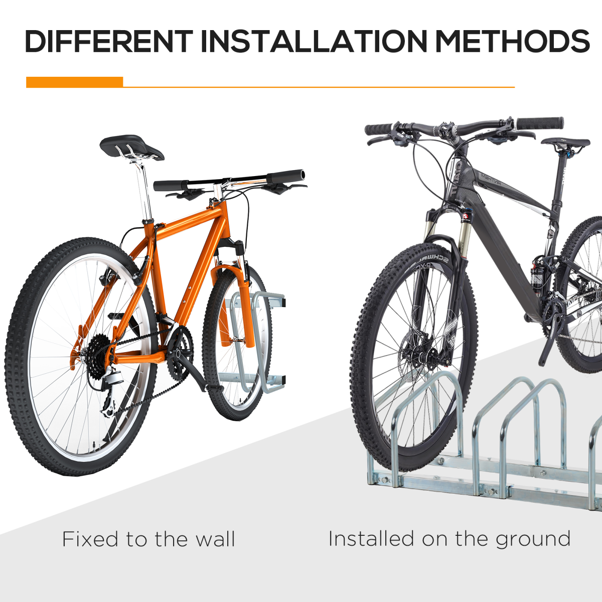 4 Bike Parking Rack Locking Storage Stand, Floor or Wall Mount, Solid Steel, Detachable, Unbranded