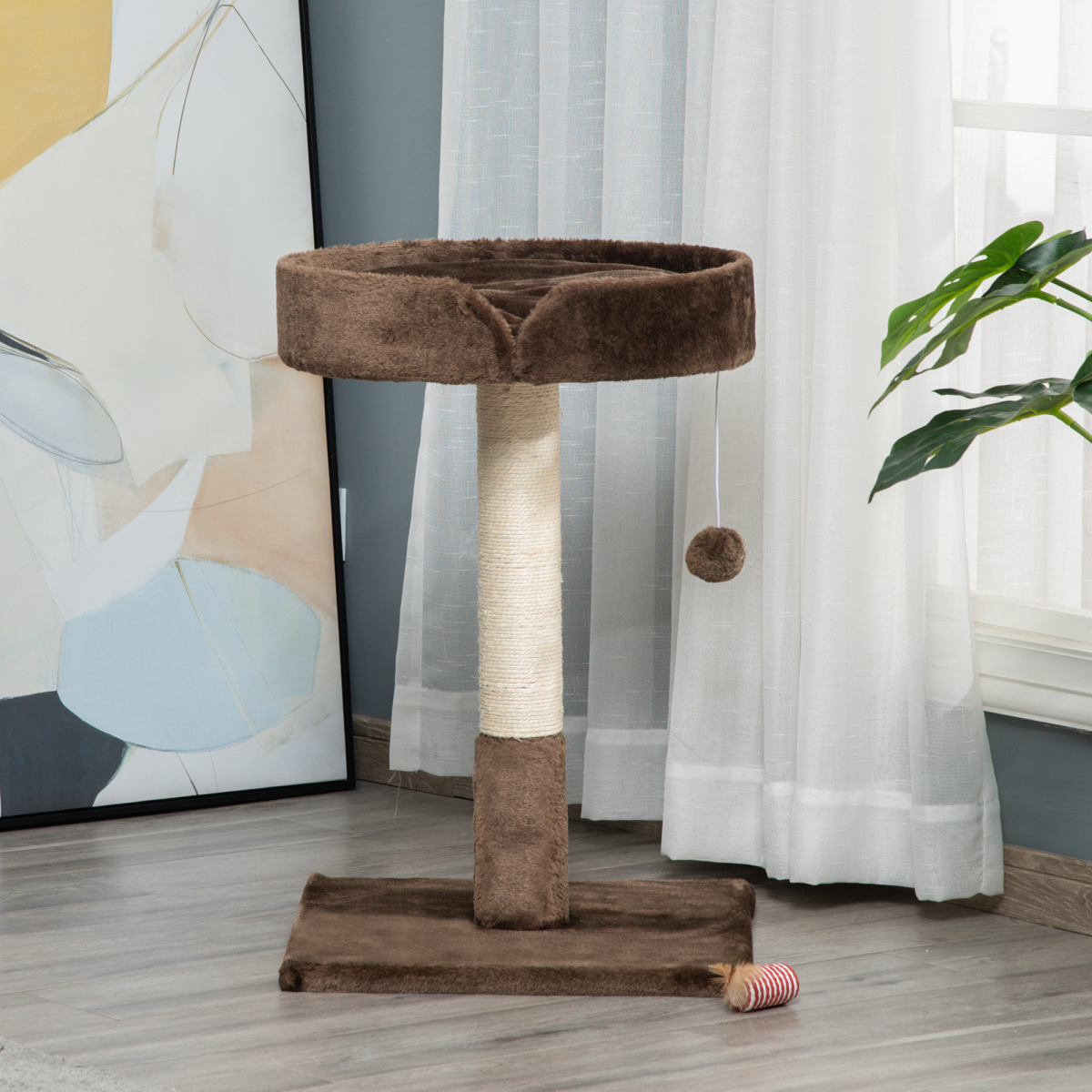 Small Indoor Cat Tree with Sisal Scratching Post, Bed & Toy