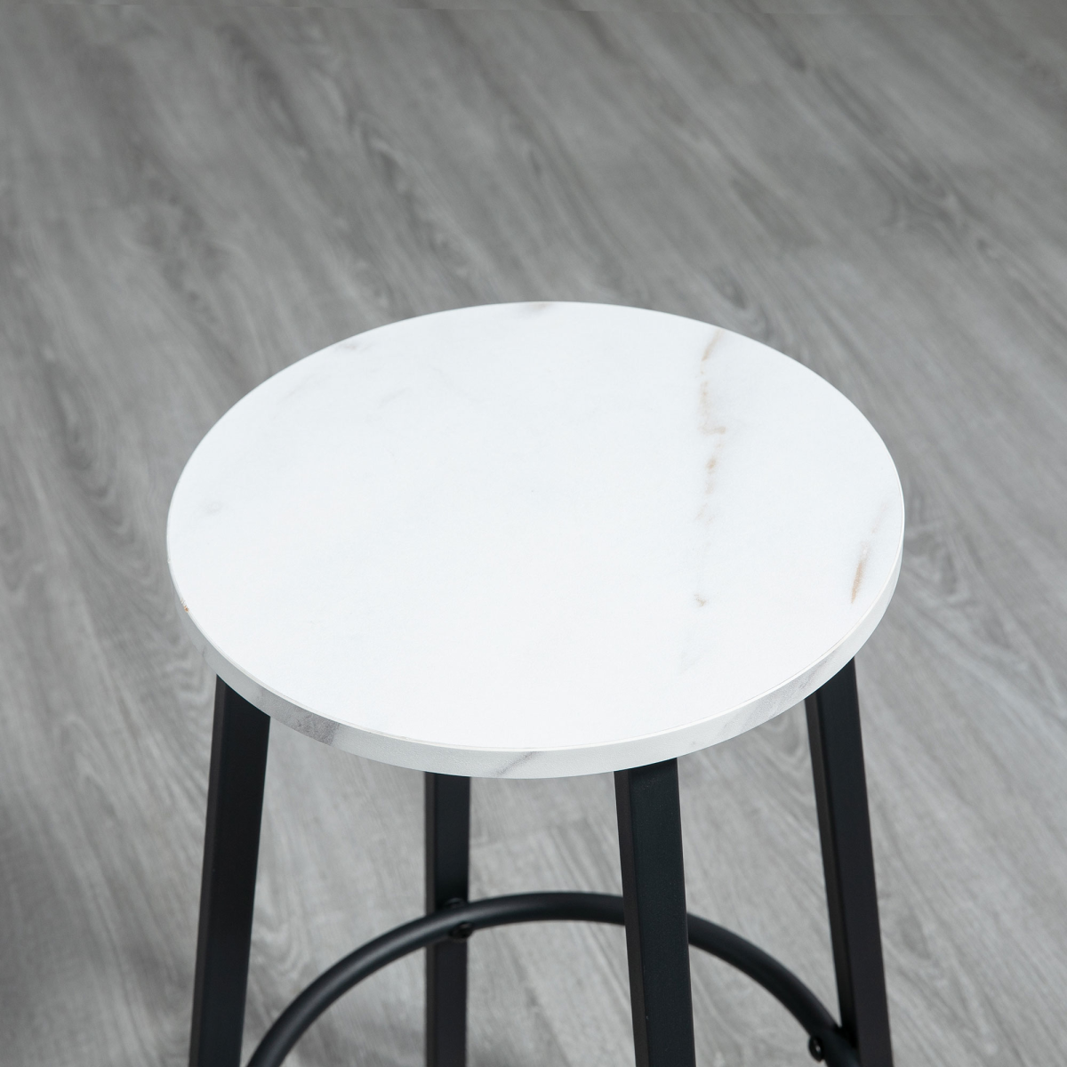 HOMCOM 3-Piece Bar Table Set for 2, Steel Frame, Footrest, White