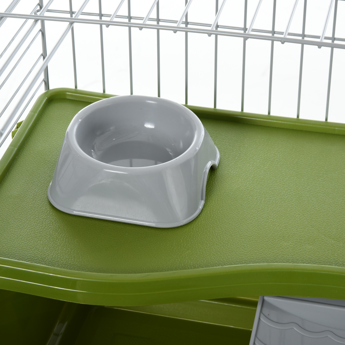 PawHut 89cm Small Animal Home Cage for Rabbits, Ferrets, Chinchillas and Guinea Pigs with Wheels, Platform, Ramp, Hay Feeder, Water Bottle and Food Dish