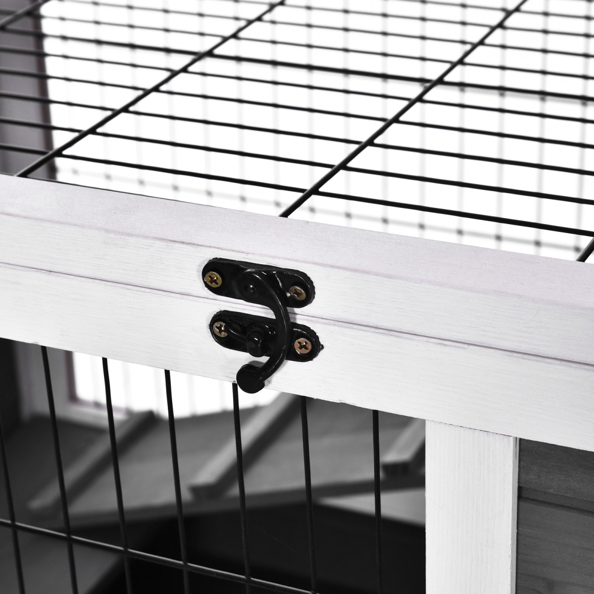 Wood Indoor Rabbit Hutch, 2-Floor Elevated Cage with Wheels