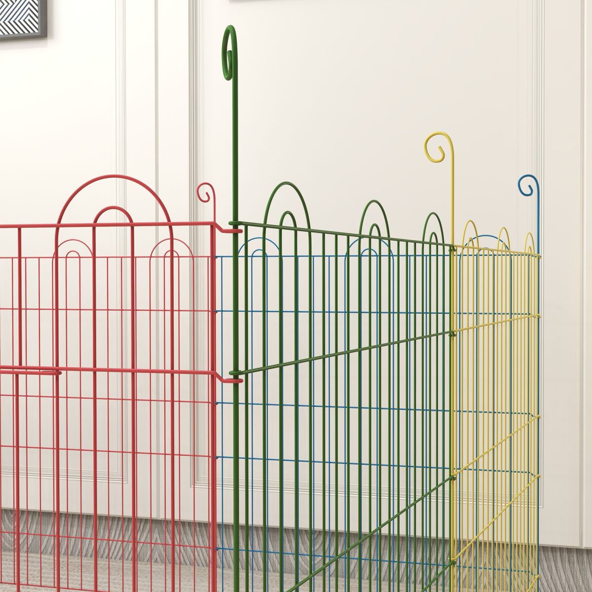 PawHut Folding Metal Pet Playpen with Door, 60H x 120cm