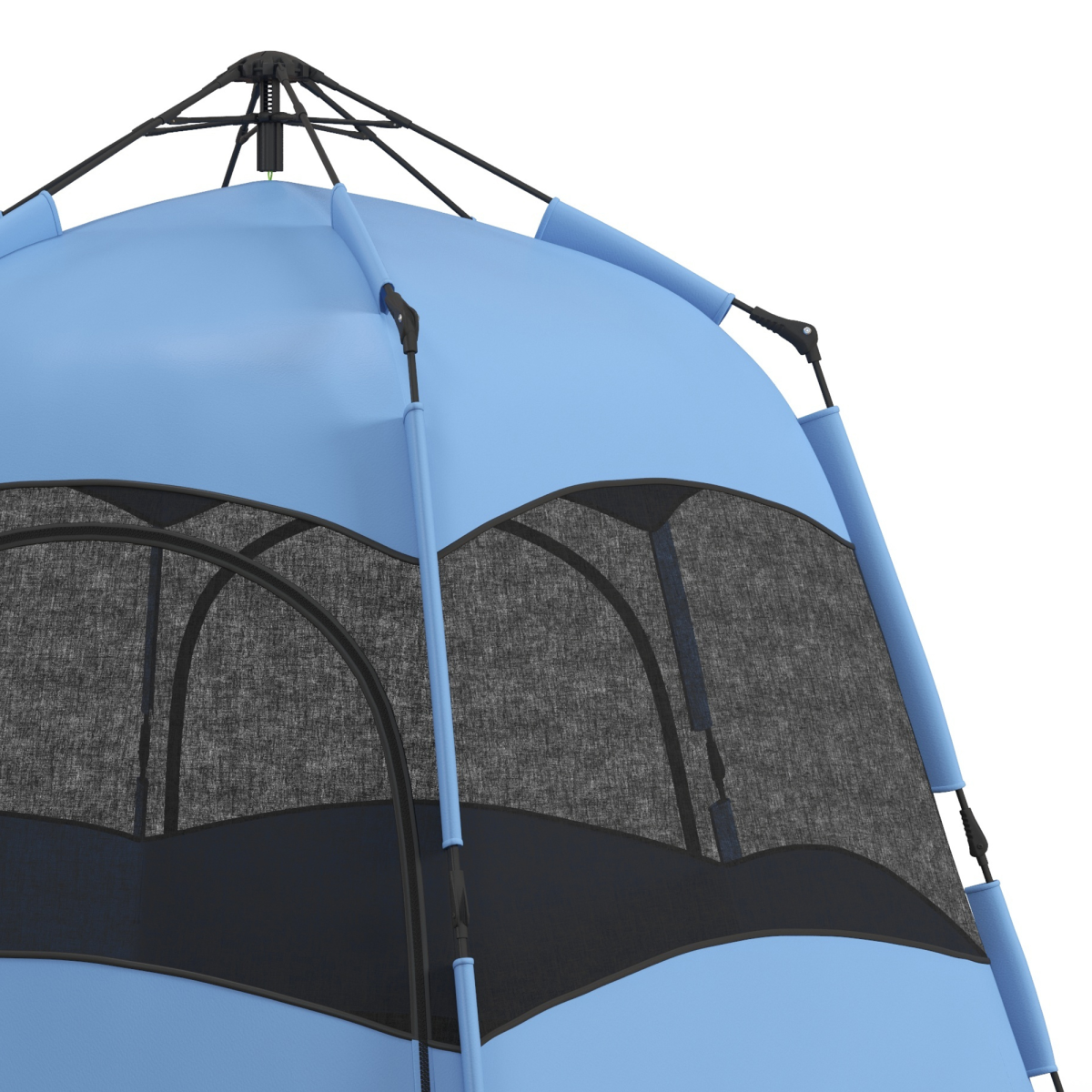 Outsunny 4 Person Pop Up Camping Tent, Water-Resistant, 2 Doors, Mesh Windows, Blue and Black