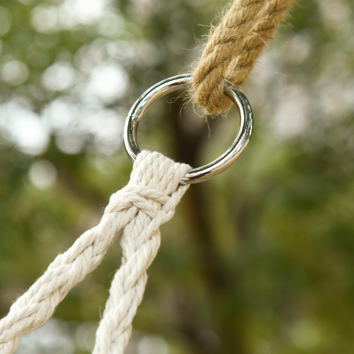 Outsunny Hanging Hammock Chair, Cotton Rope Macrame Swing with Metal Frame, Large 2-Seater, Cream White