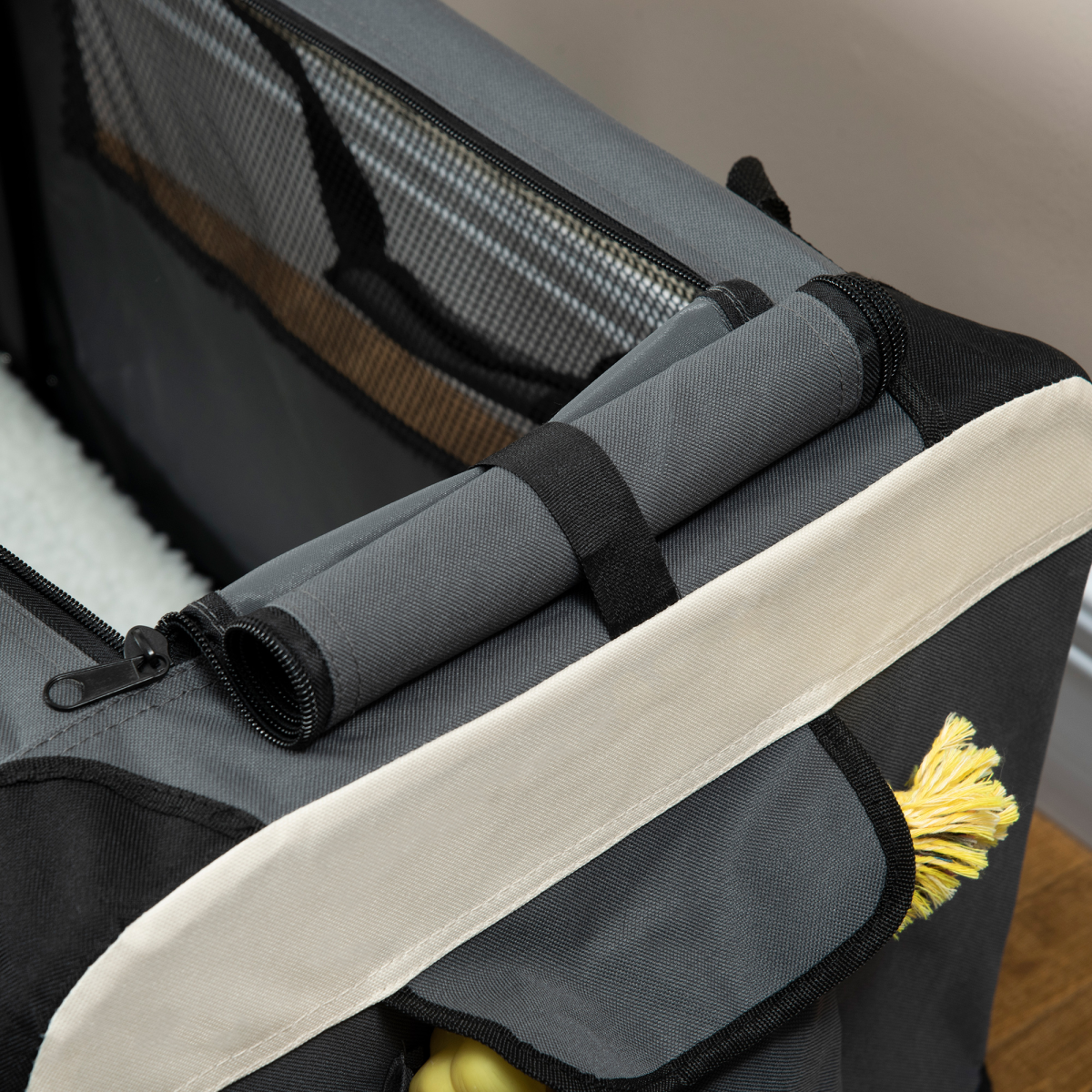 60cm Foldable Pet Carrier with Cushion for Mini Dogs and Cats, Grey