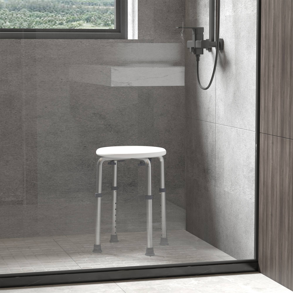 Adjustable Bath Shower Seat with Suction Pads, 136kg Capacity