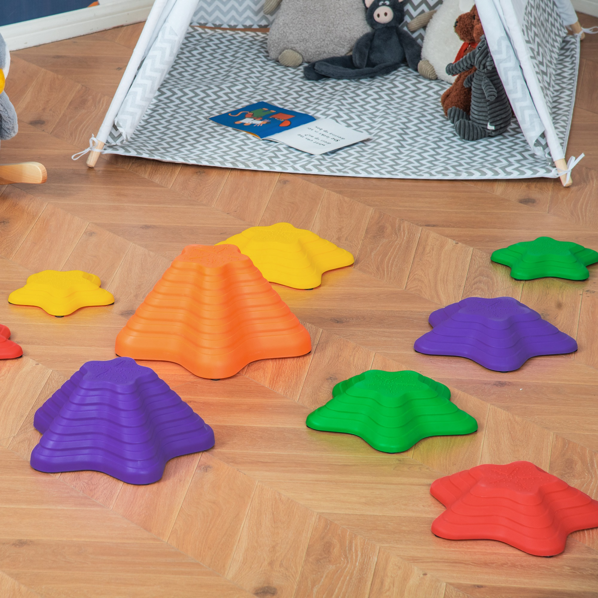 Outsunny 11-Piece Non-Slip Balance Stepping Stones for Kids