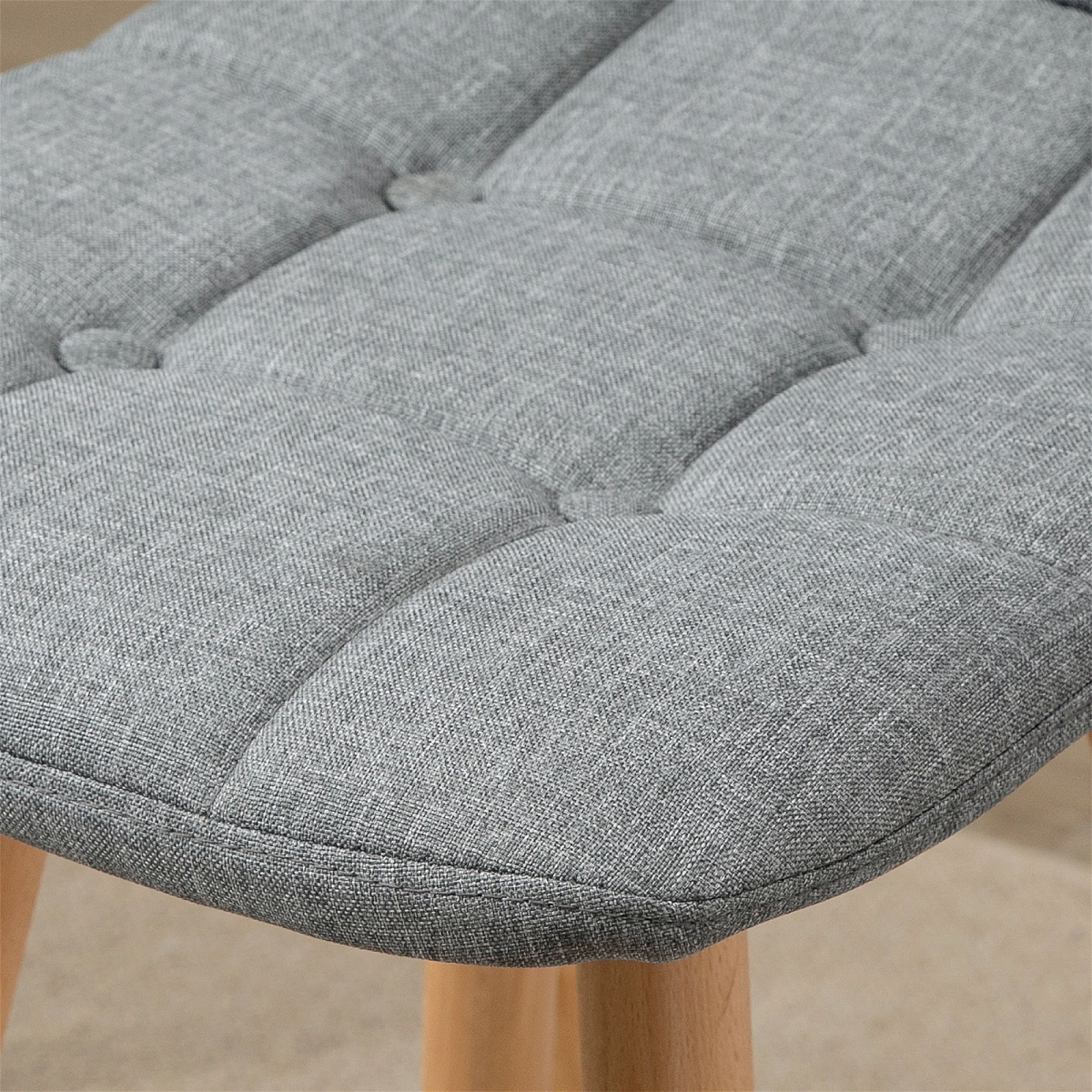 Set of 2 Grey Button-Tufted Armless Counter Height Bar Stools