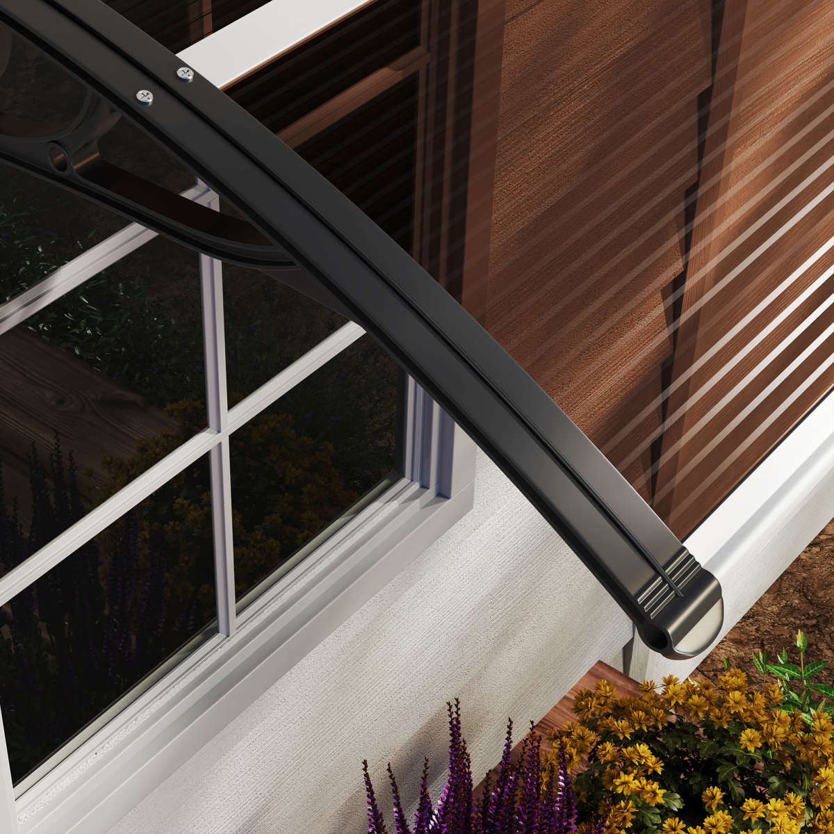 Outsunny Curved Polycarbonate Door Canopy with UV Protection, Brown