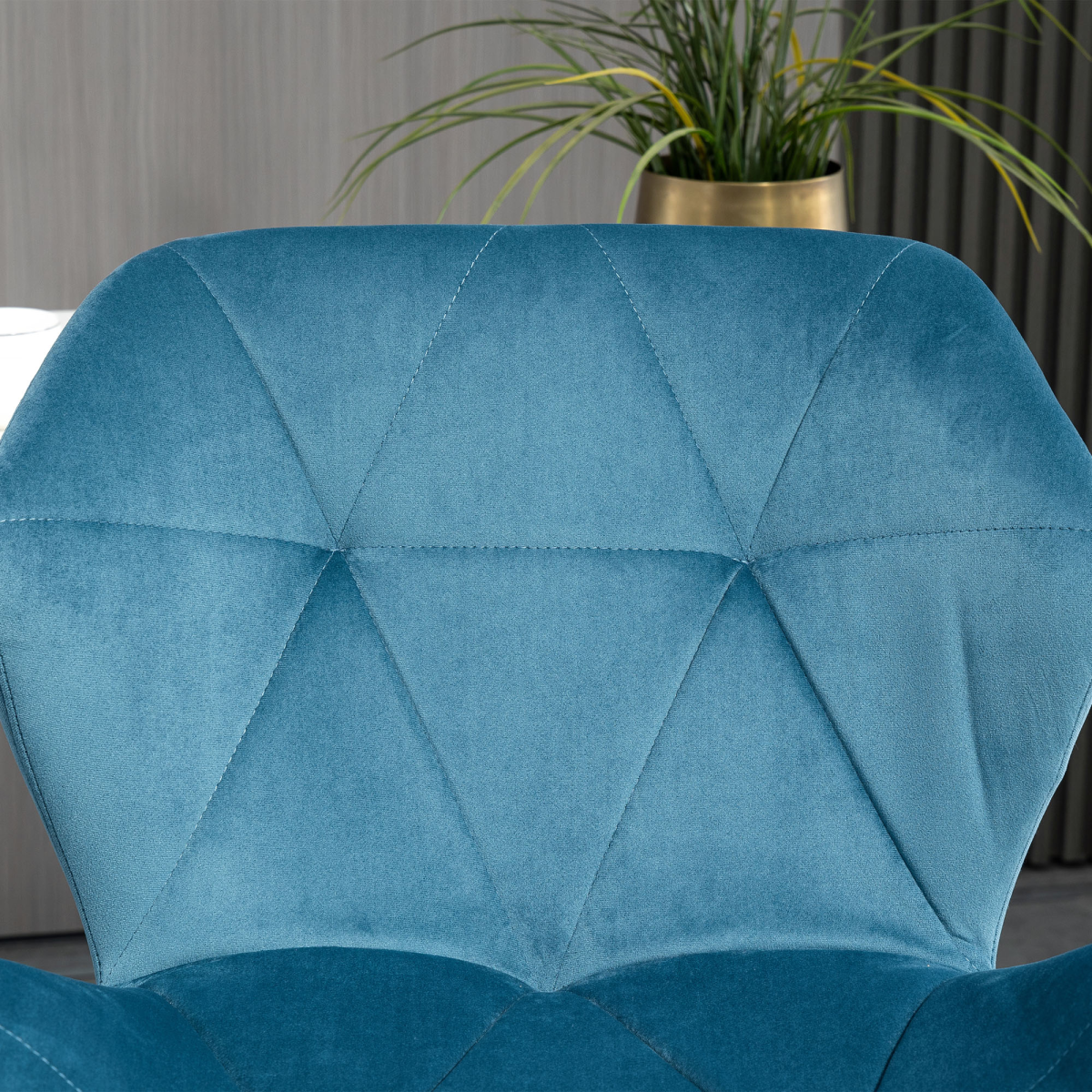 HOMCOM Set of 2 Blue Velvet-Feel Adjustable Bar Stools with Metal Base
