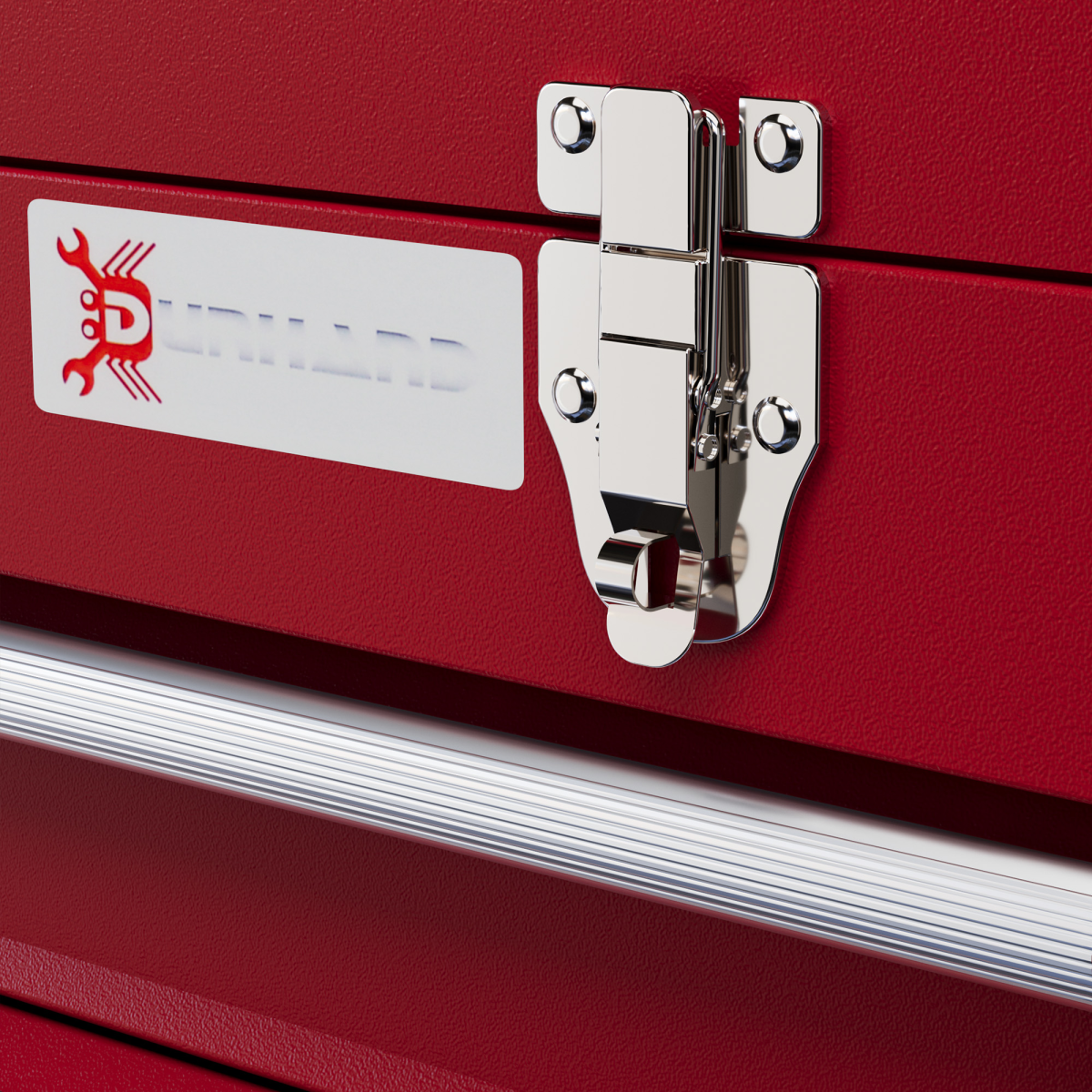 DURHAND Lockable 2-Drawer Steel Tool Chest with Ball Bearing Slides, Red