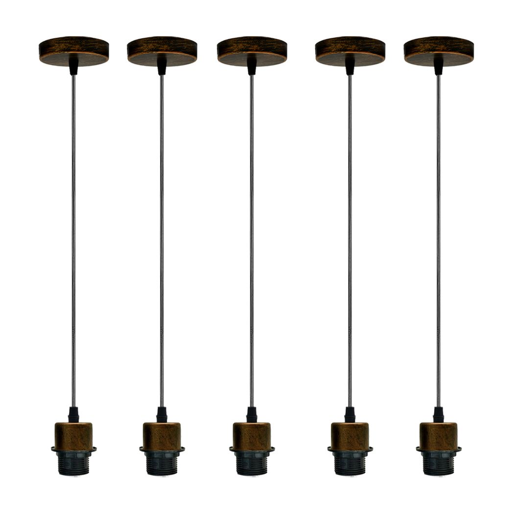 5 Pack Industrial Brushed Copper E27 Pendant Light Holders