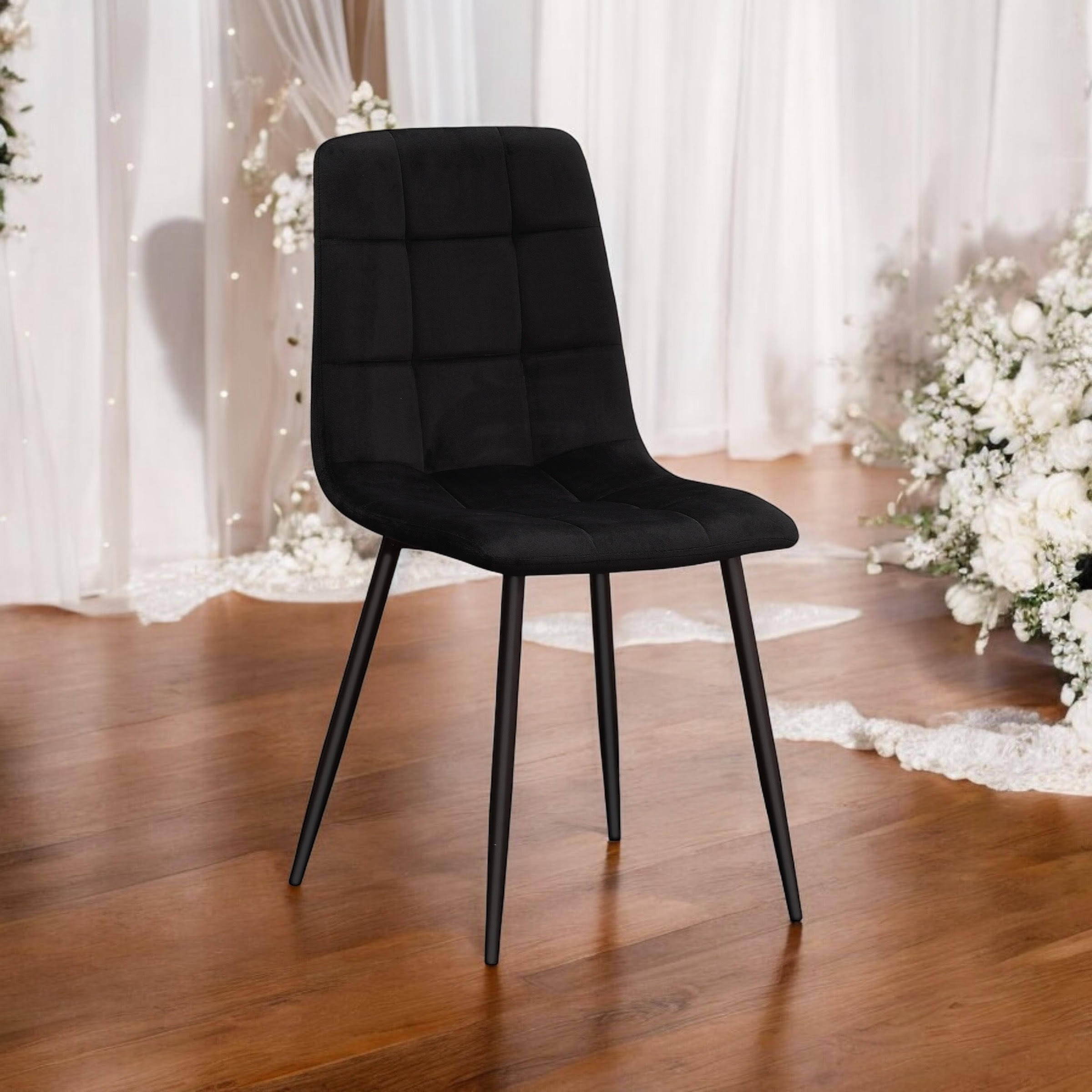 MSL Scandinavian Black Fabric Chair with Black Metal Eiffel-Style Legs