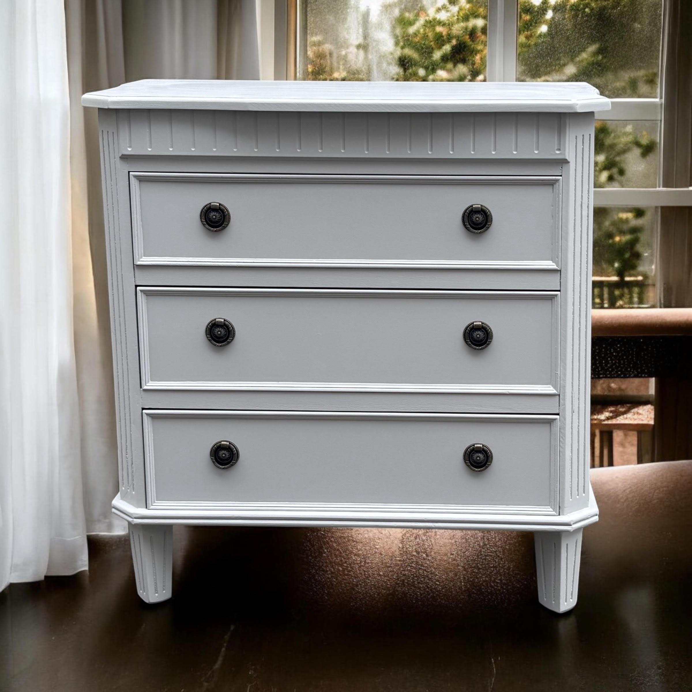 MSL 68cm 3 Drawer Wooden Chest of Drawers with Hand Finished Wooden Top