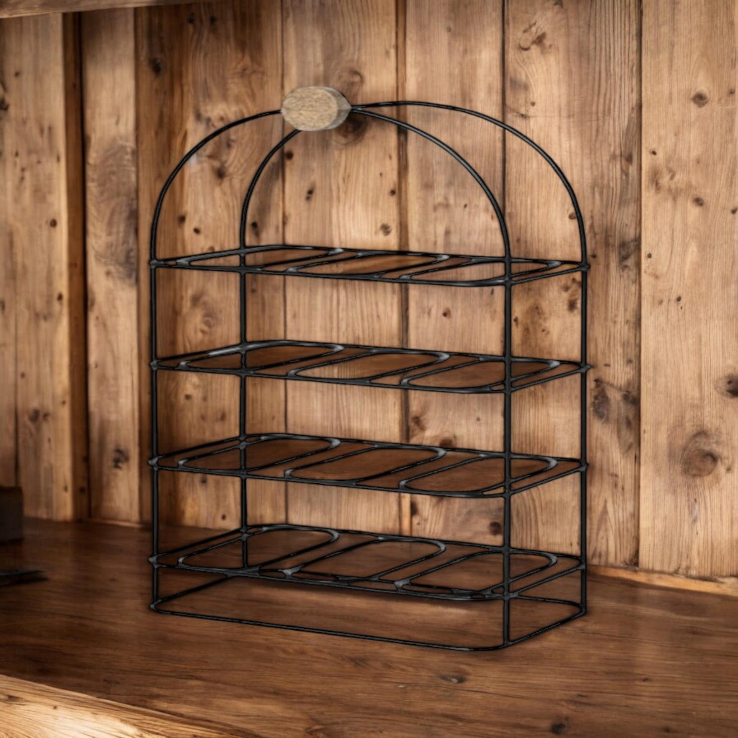 MSL 25 Inch Hand Cast Iron Effect 12 Bottle Wine Rack with Ornate Side Detail