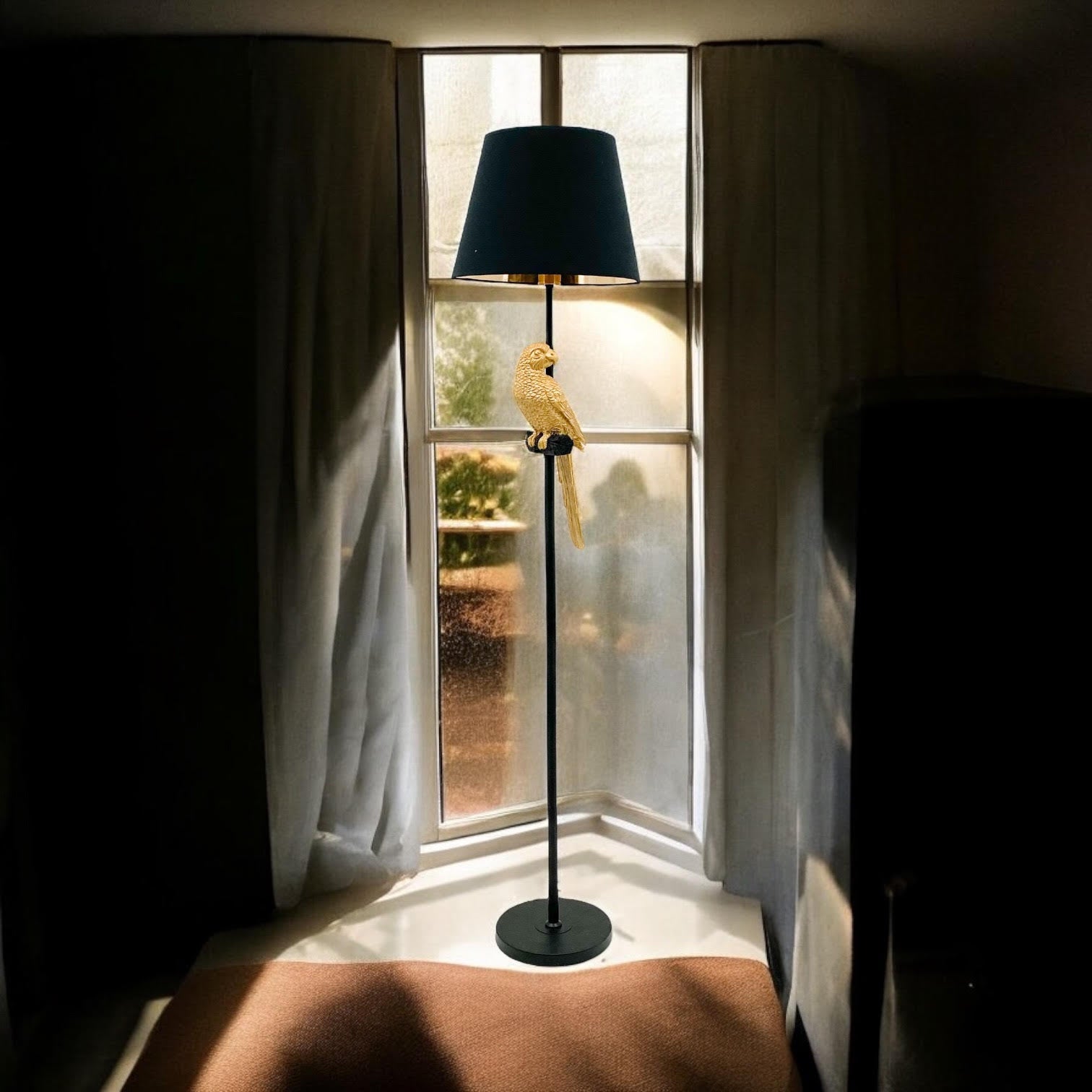 MSL 164x37x37cm Floor Lamp with Black Shade and In-Line Switch