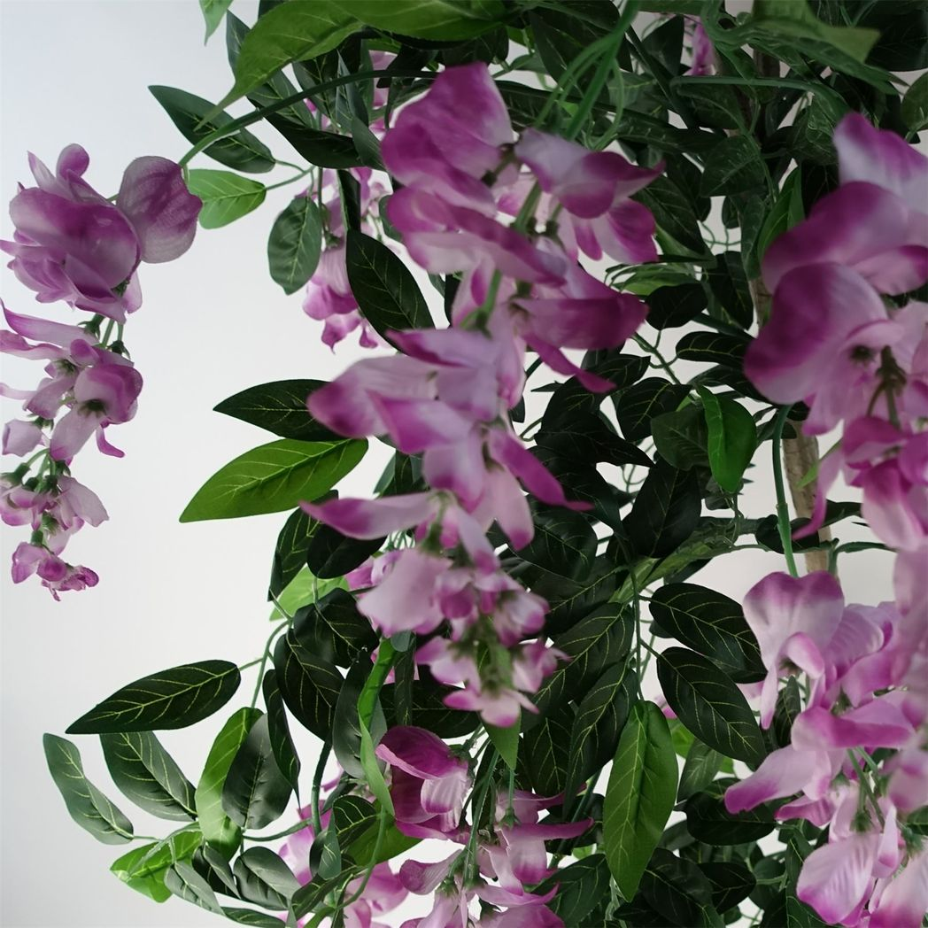Leaf 150cm Artificial Light Pink Wisteria Tree in Black Plastic Pot
