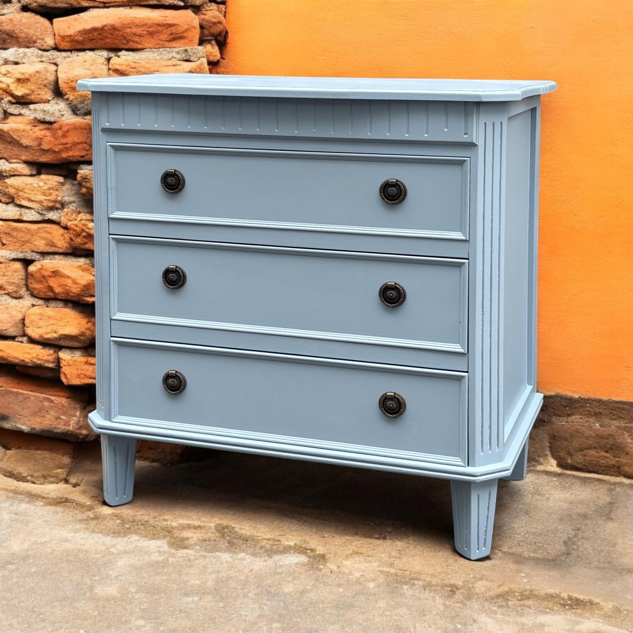 MSL 68cm 3 Drawer Wooden Chest of Drawers with Hand Finished Wooden Top