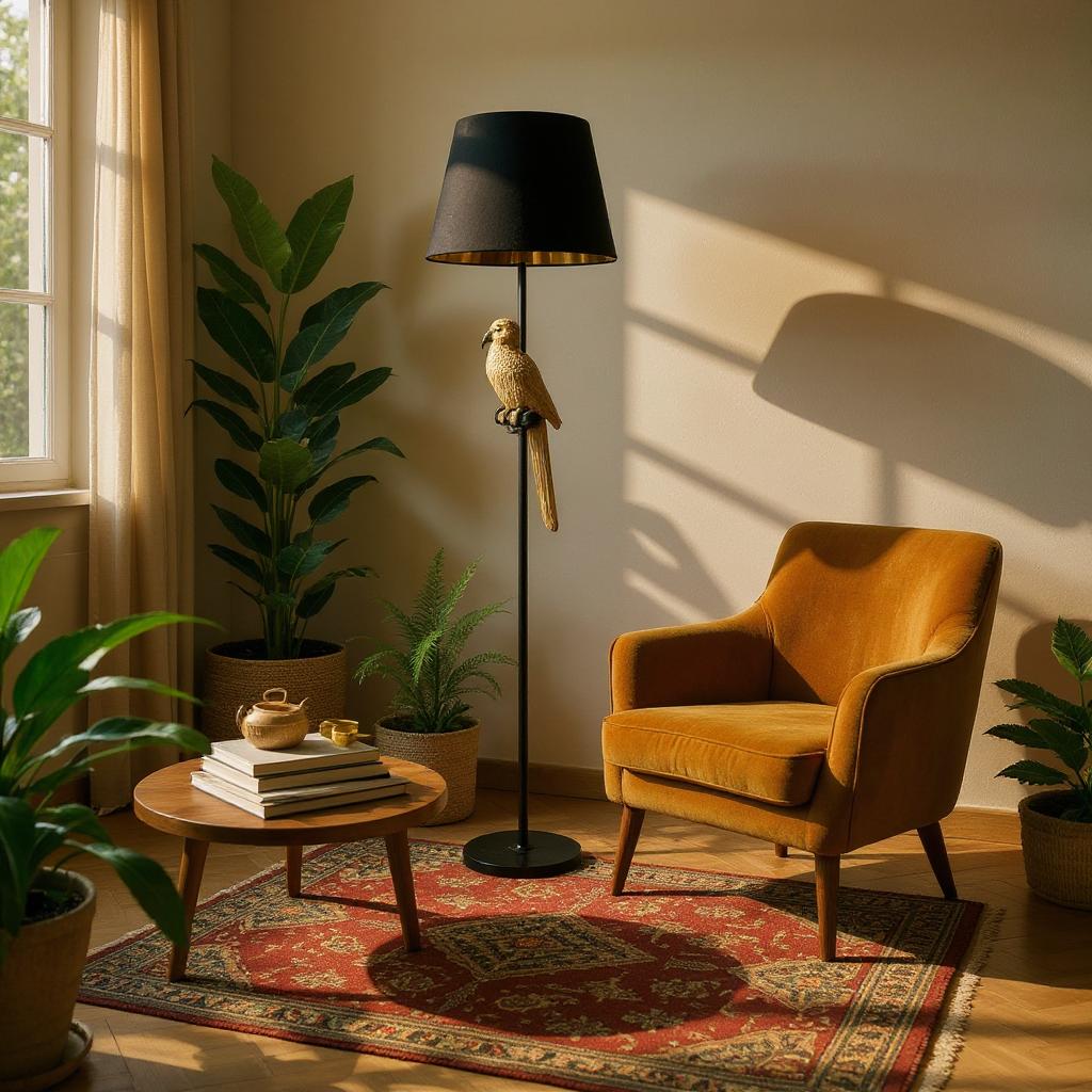 MSL 164x37x37cm Floor Lamp with Black Shade and In-Line Switch