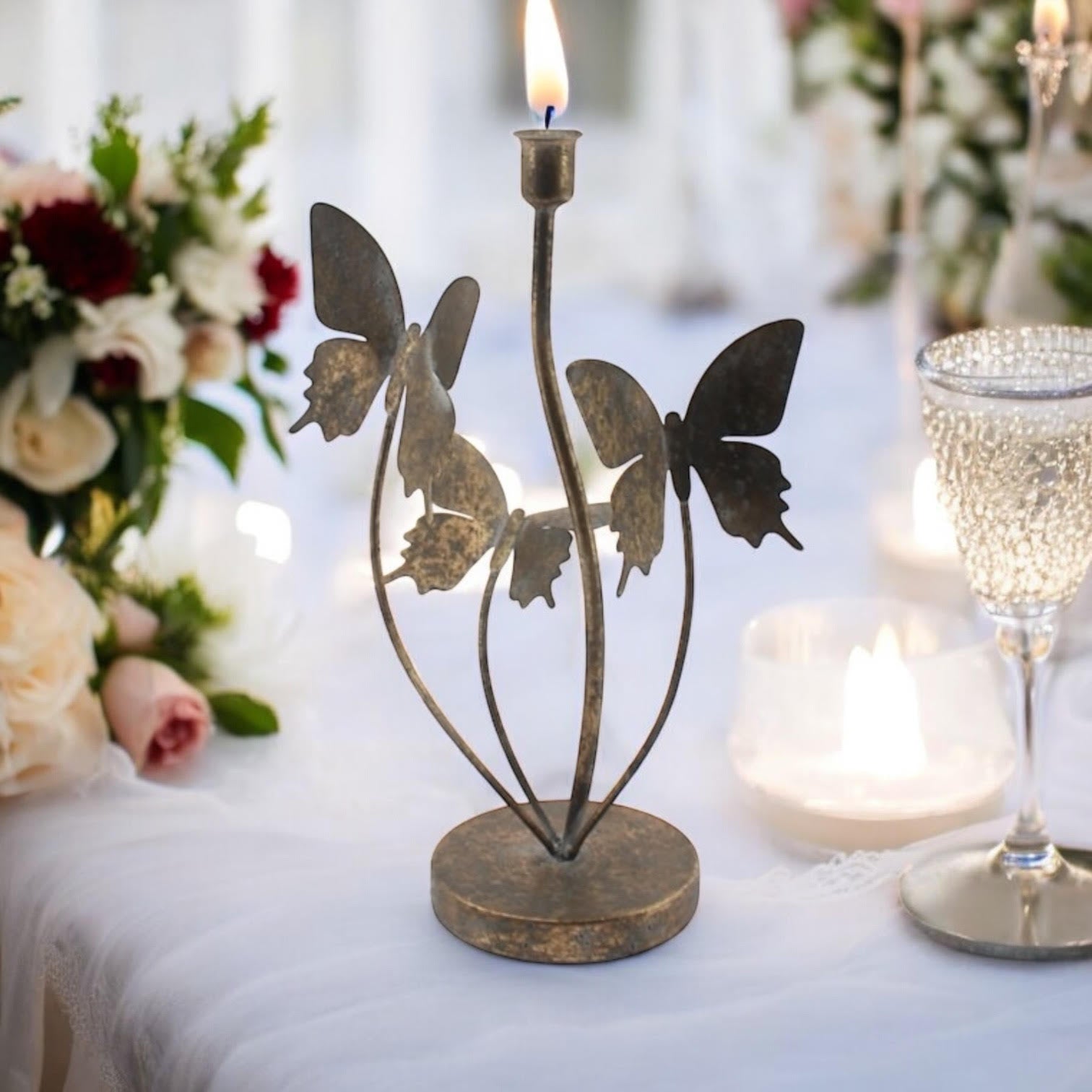 MSL 35cm Hand-Finished Metal Candle Holder