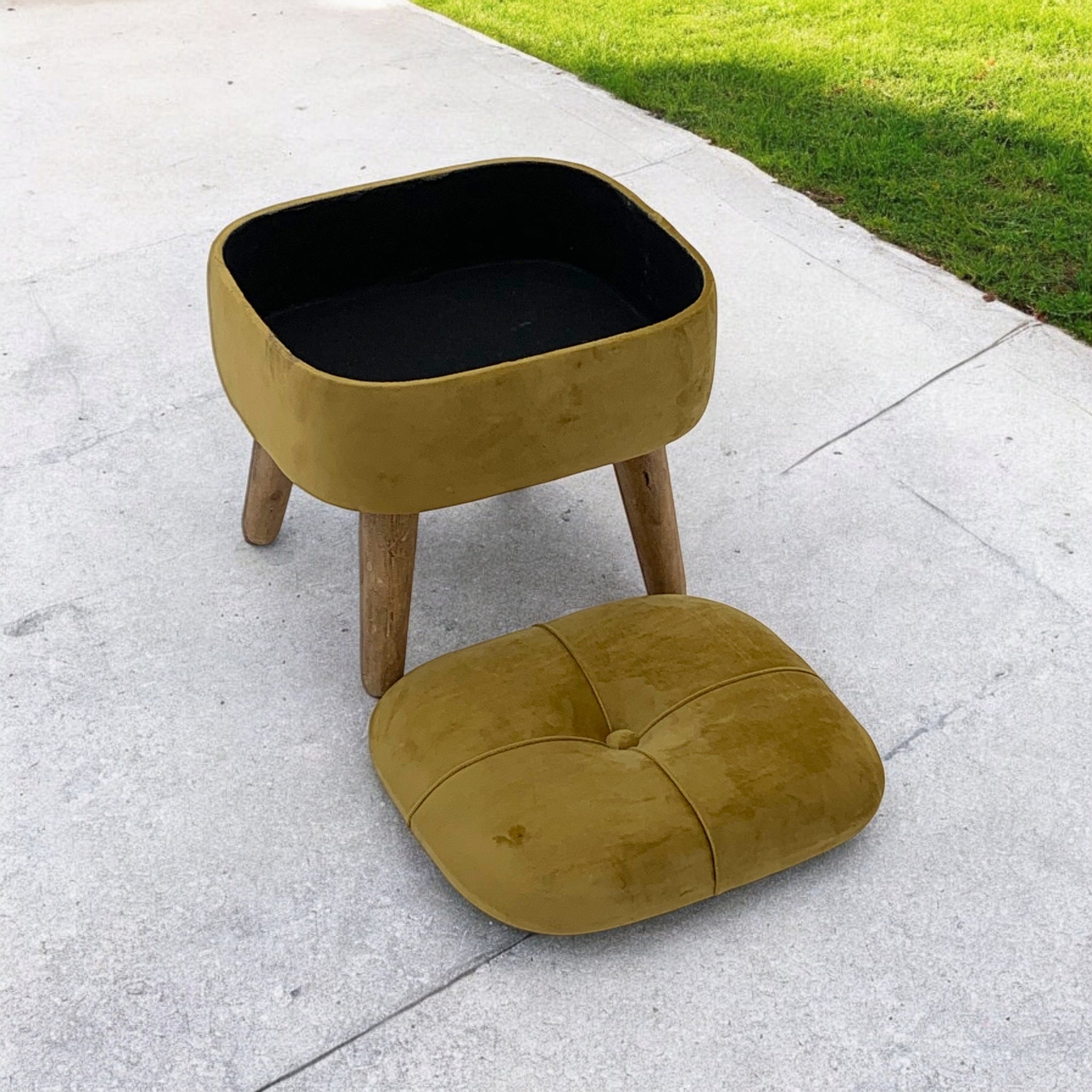 MSL Yellow Velvet Stool